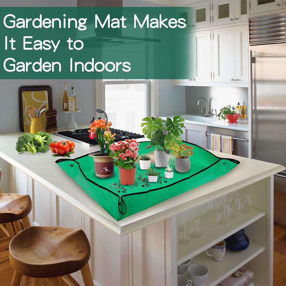 **Large 26x26 Inch Reusable Plant Repotting Mat - Waterproof Gardening Mat for Indoor & Outdoor Plants, Perfect Gardening Gift for Women, Essential Garden Tool Set & Supplies**    *(Ideal for Transplanting, Potting, Seed Starting & Keeping Your Workspace Clean - Great for Home Gardeners & Plant Lovers!)*