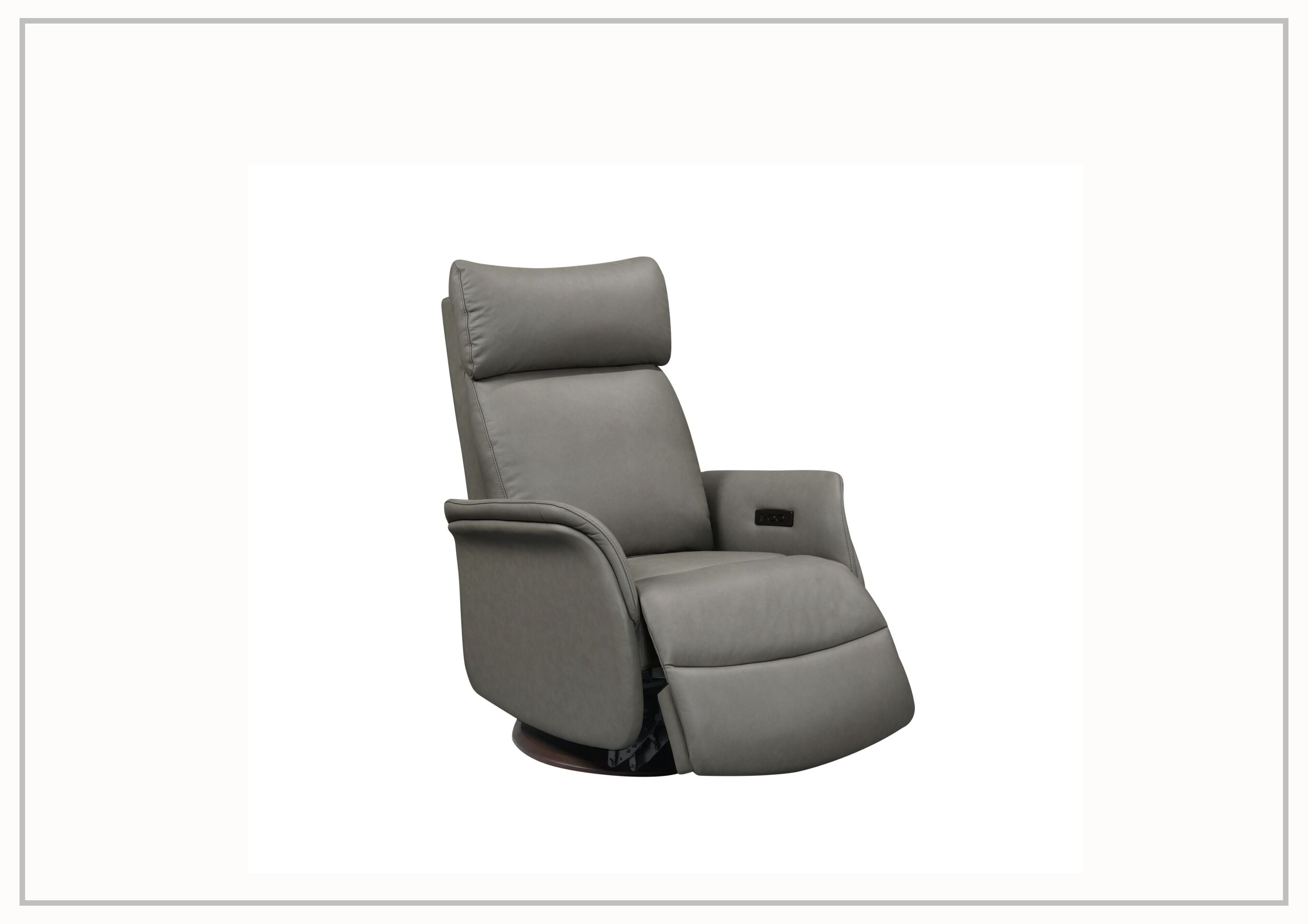 Gio Italia Tessa Genuine Leather Recliner Chair with 360° Swivel Base - Gray Living Room Recliner for Home Theater, Gaming & Relaxation