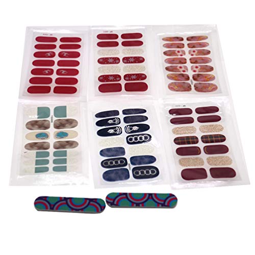 DIY Full Wraps Nail Polish Stickers - Christmas Glitter Self-Adhesive Holo Nail Art Decals with Nail File Strips | Manicure Kit for Women & Girls (Red & Blue) | Perfect for Holiday Parties, Gifts & Nail Art Decorations