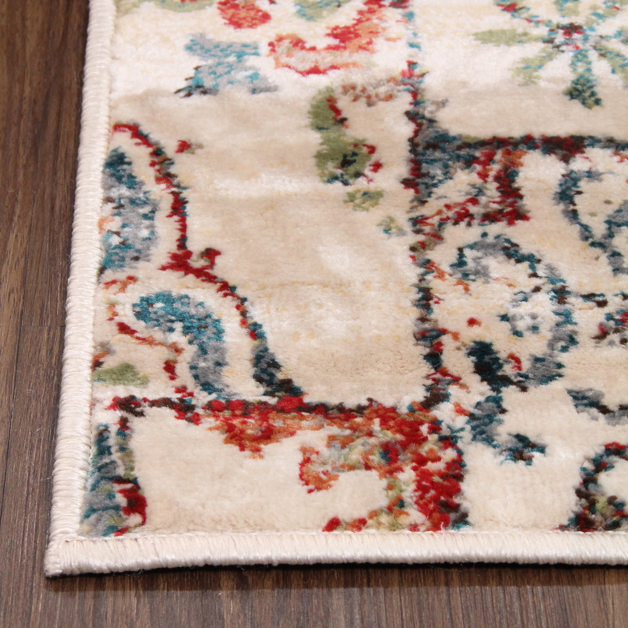 Vanessa Rustic Patchwork Indoor Modern Area Rug - Soft Bohemian Style Floor Carpet for Living Room, Bedroom & Nursery Decor