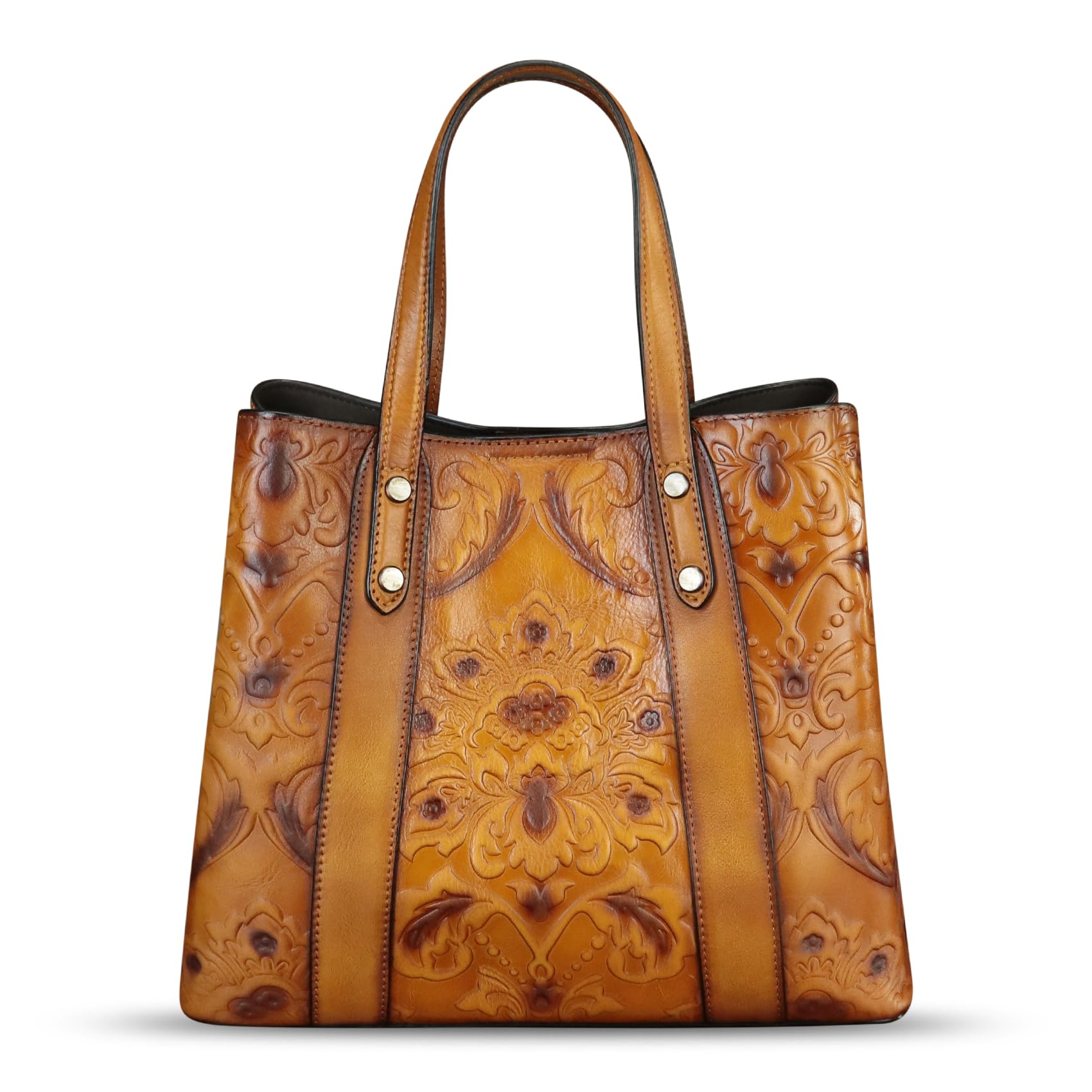Genuine Leather Satchel for Women - Handmade Embossed Top Handle Shoulder Bag, Crossbody Tote Purse - Perfect for Work, Travel & Everyday Use