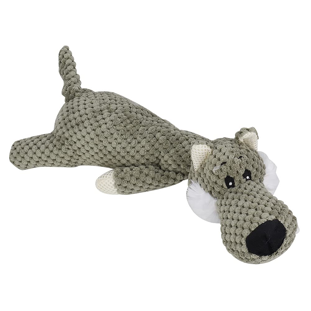 Durable Plush Squeaky Dog Toy for Puppies & Adult Dogs - Interactive Corduroy Chew Toy with Crinkle Paper for Small, Medium & Large Breeds (Wolf Design) - Perfect for Playtime, Training & Anxiety Relief