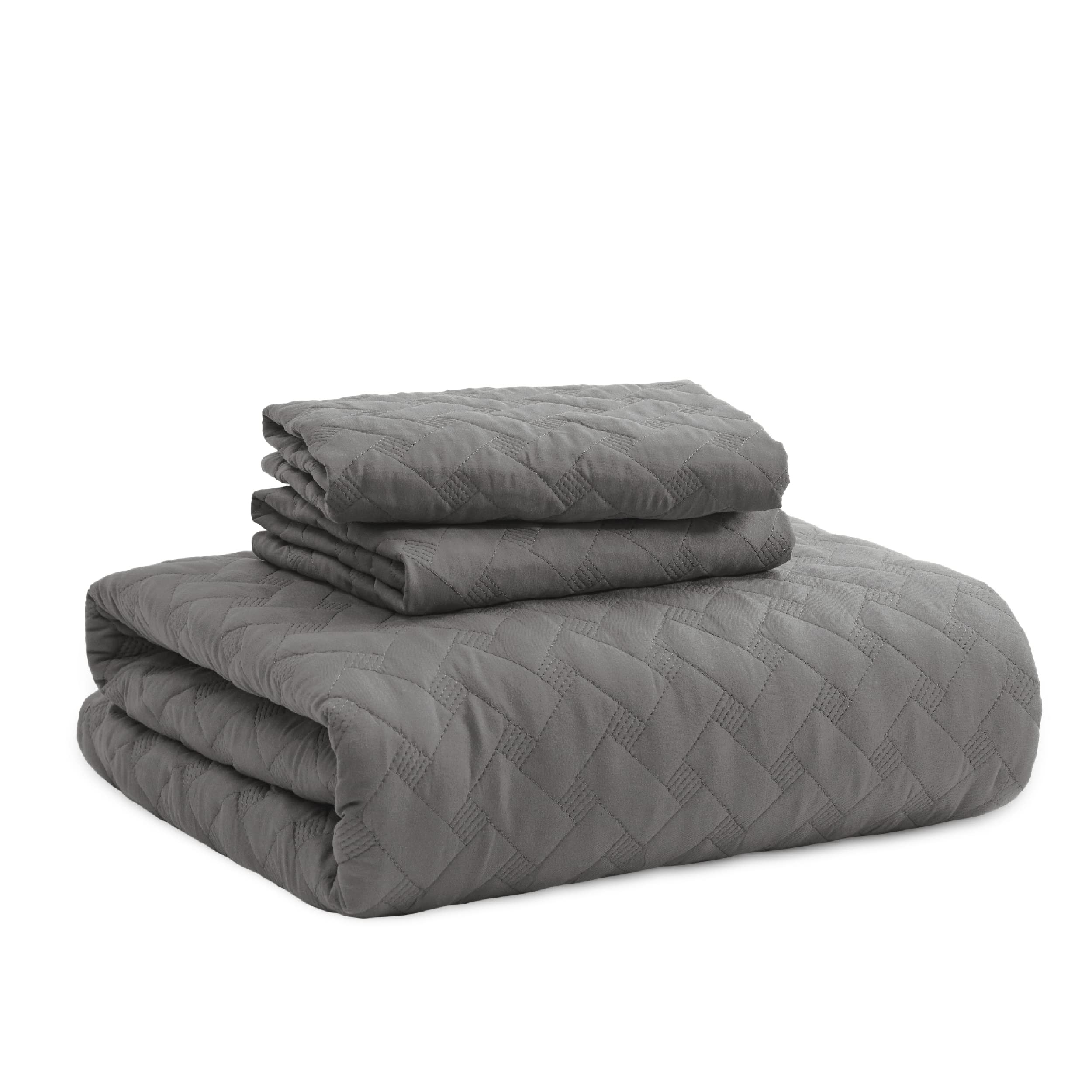 Bedsure California King Size Lightweight Quilt Bedspread - Soft Basket Weave Pattern Grey Comforter Set with 2 Pillow Shams | All Season Bedding for Master Bedroom, Guest Room & Cozy Home Decor