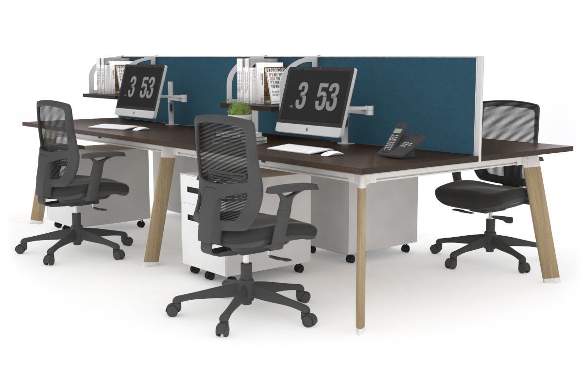 4-Person Wooden Workstation with Imprint Frame - 1400L x 700W Dimensions - Ideal for Office, Home Office & Collaborative Workspaces