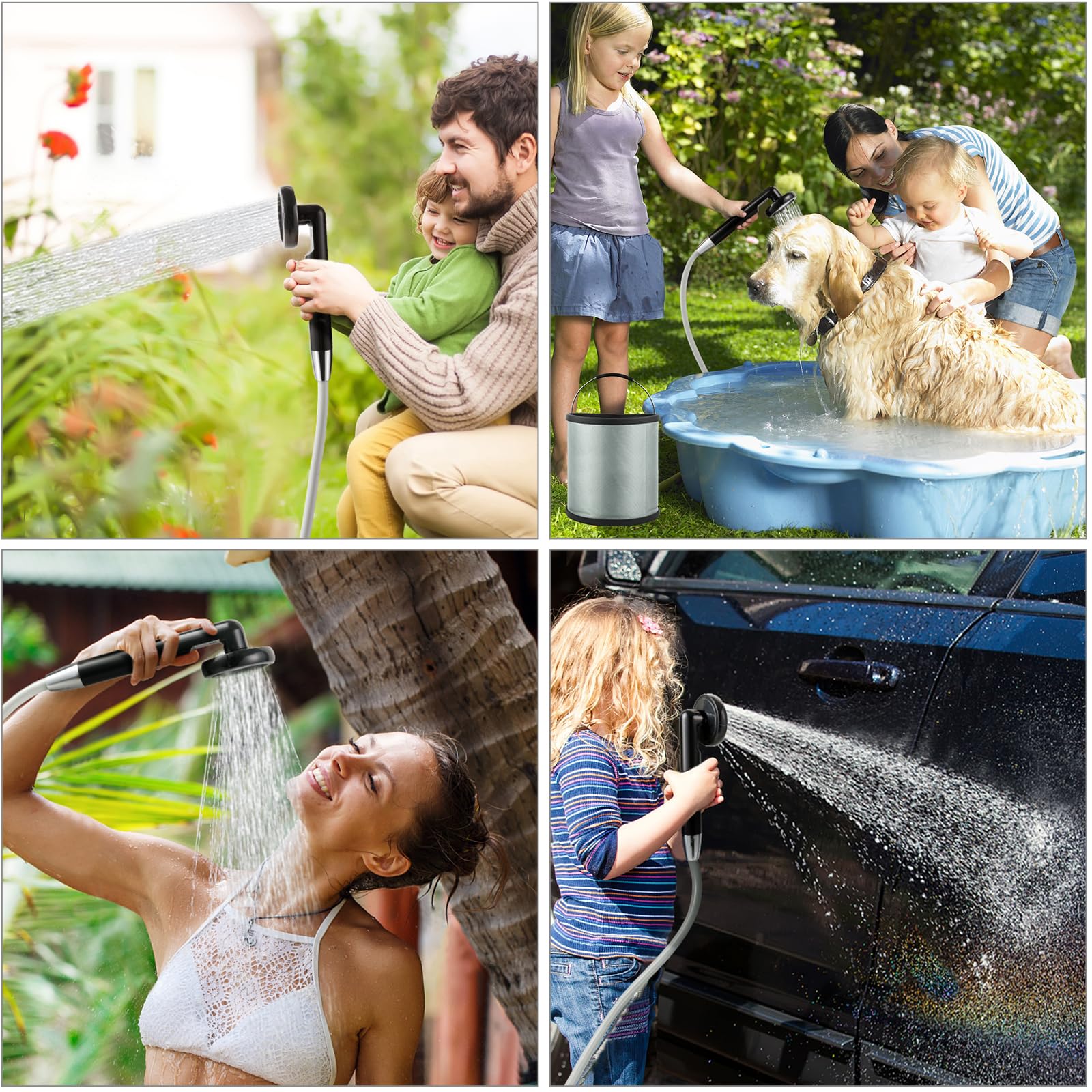 KEDSUM Rechargeable Portable Camp Shower - Battery Powered Outdoor Shower Head with Water Pump for Camping, Hiking, Beach, RV Travel & Off-Grid Adventures | Perfect for Emergency Use, Road Trips, Backpacking & Outdoor Showers | JP-2040 | Ideal for Emergency Preparedness Kits & Remote Locations