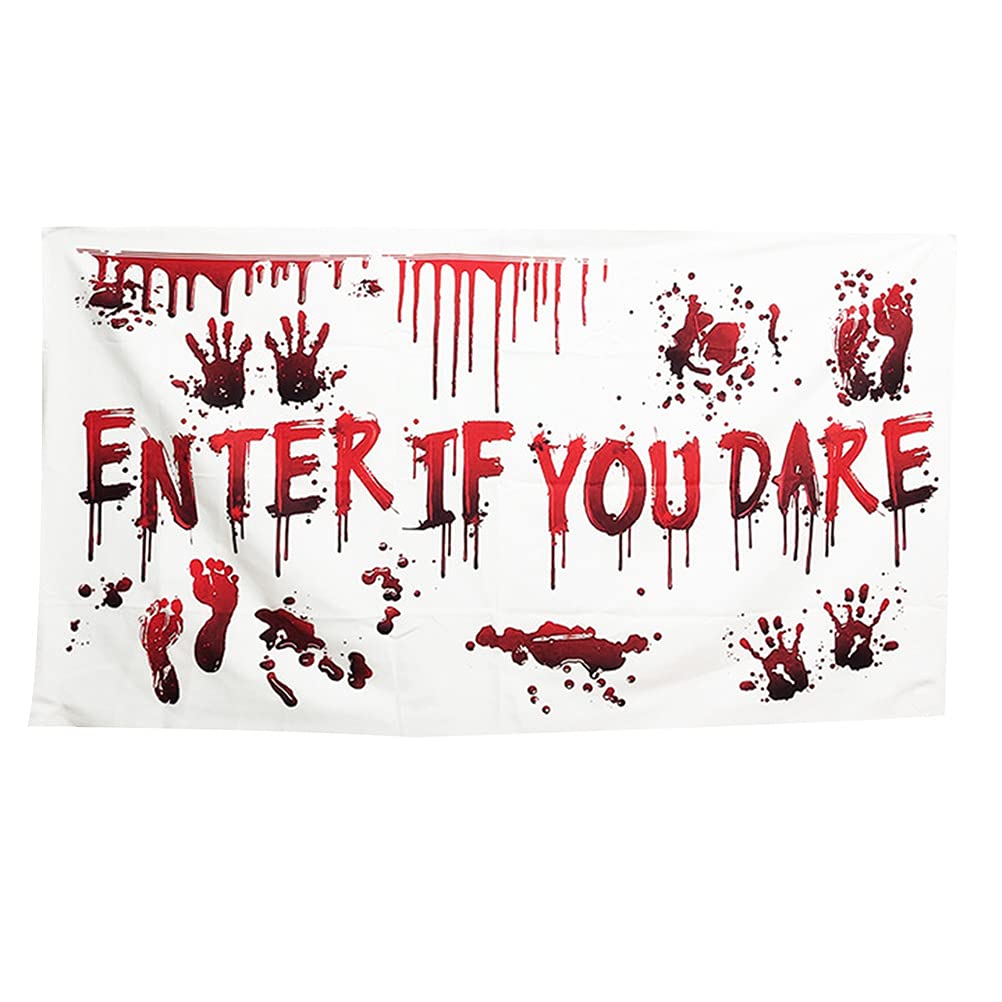 Halloween Banner 'Enter If You Dare' Hanging Sign - Spooky Party Decor for Home, Wall, Room & Bar - Perfect for Halloween Parties, Haunted Houses & Themed Events