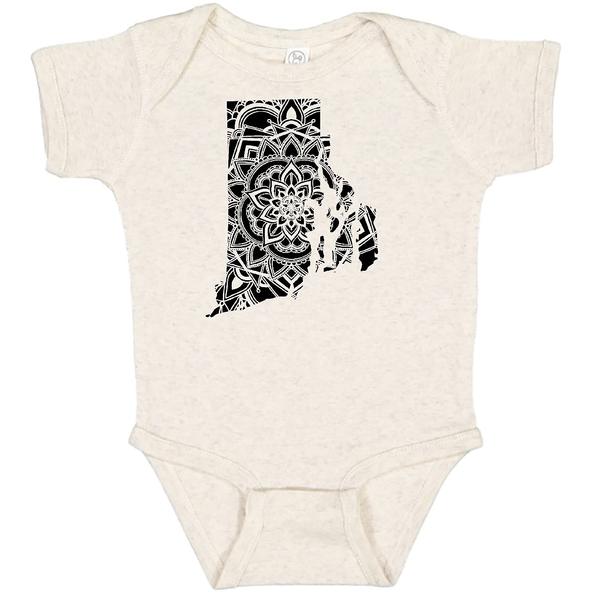 Inktastic Rhode Island Silhouette Mandala Baby Bodysuit - Cute & Comfortable Onesie for Newborns & Infants - Perfect for Family Outings, Photo Shoots & Everyday Wear