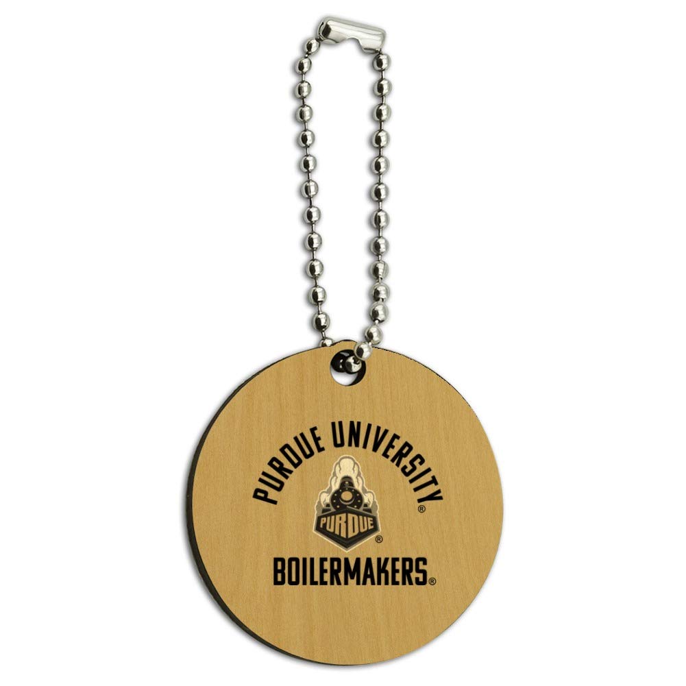 Purdue Boilermakers Secondary Wooden Round Keychain - Engraved College Key Ring for Alumni, Students & Fans - Perfect for Gifts, Backpacks & Key Organization