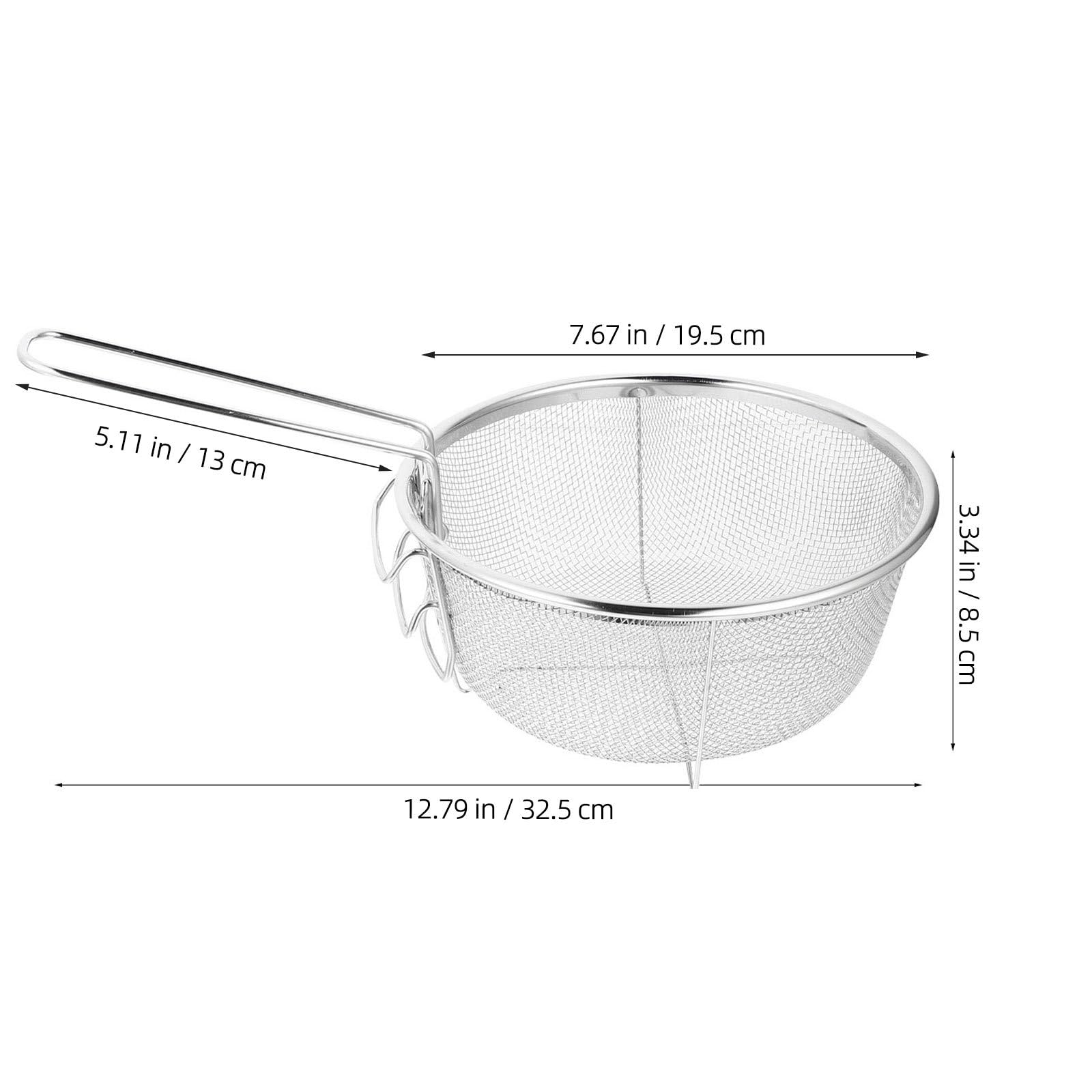 Stainless Steel Round Wire Fry Basket - Heavy Duty Mesh Skimmer Strainer for French Fries, Chicken, and More | Perfect for Deep Frying, Dish Draining & Kitchen Use