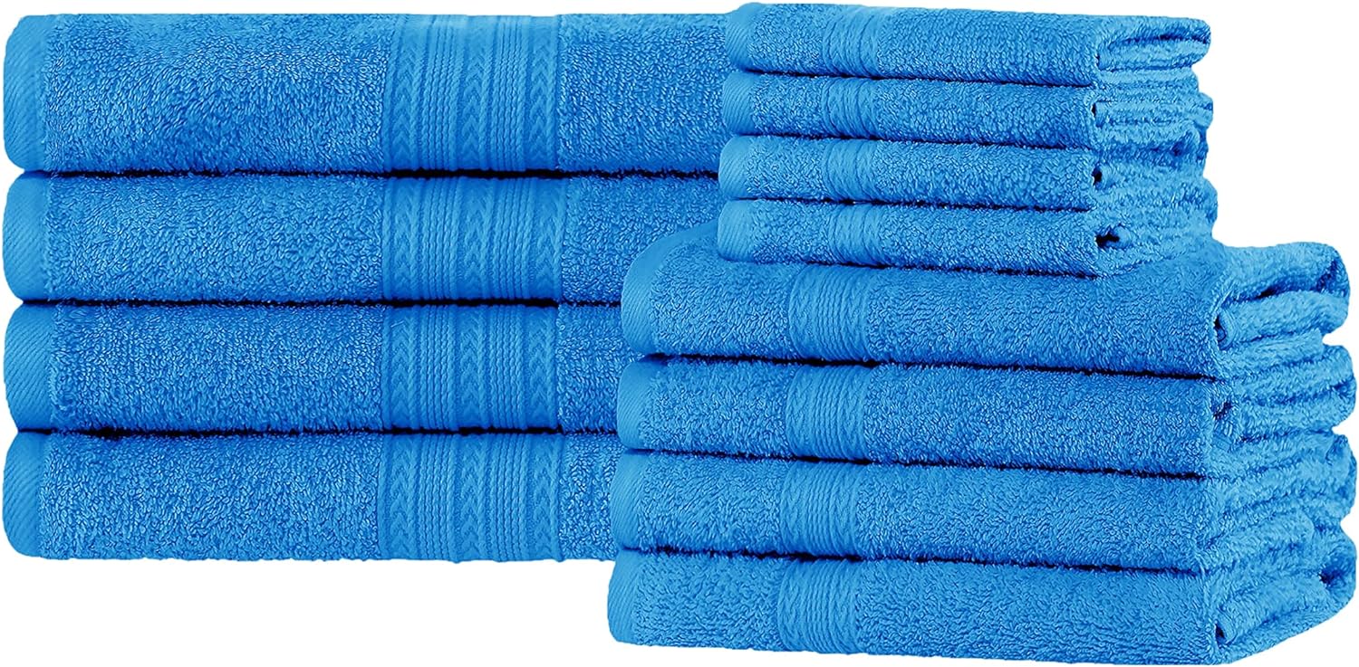 Premium 12-Piece Organic Cotton Towel Set | Soft, Eco-Friendly & Absorbent Bath Towels for Spa, Gym & Home Use