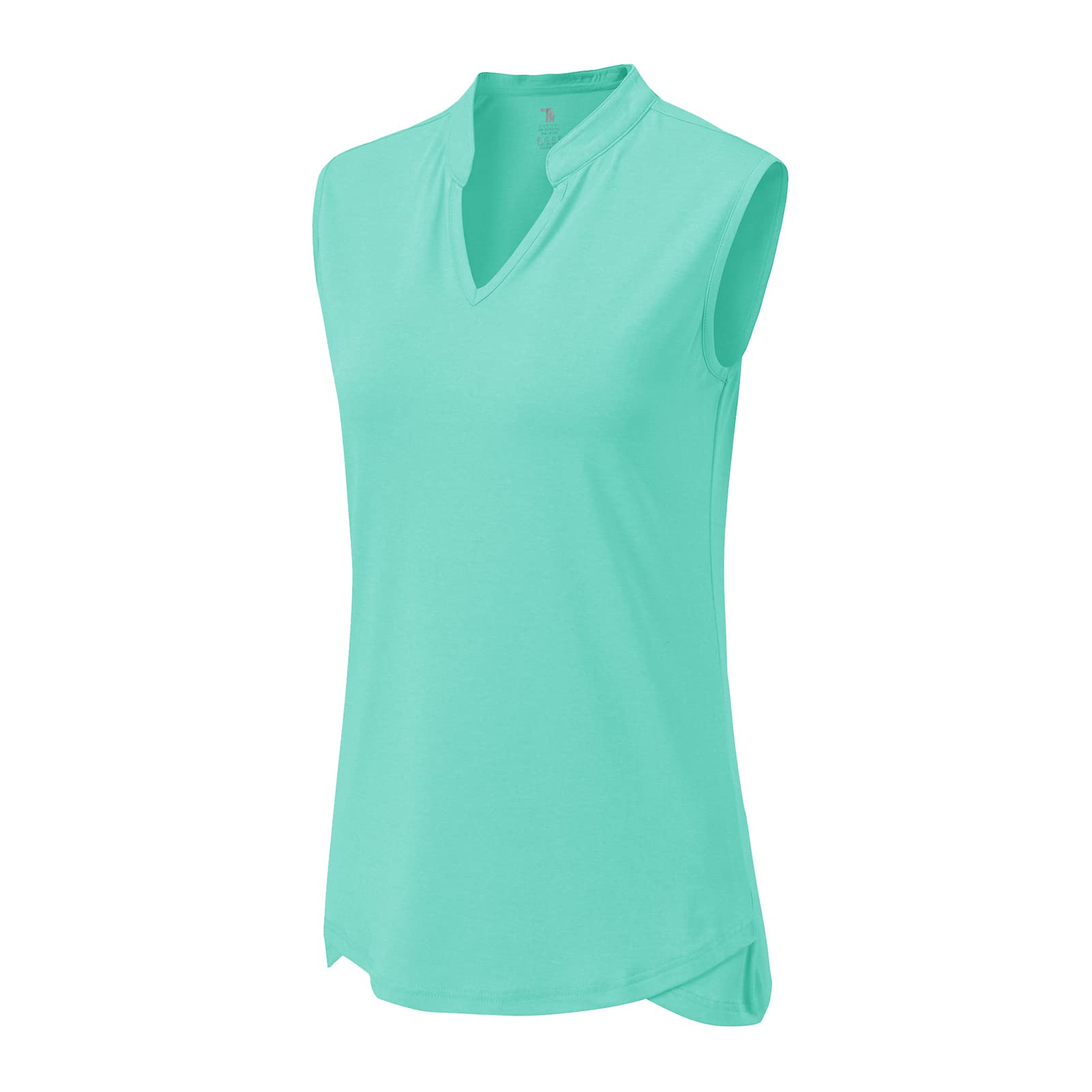 BASUDAM Women's Sleeveless Golf Polo Shirts - Breathable Quick Dry Athletic T-Shirt for Tennis, Running & Workouts | V-Neck Collarless Design for Summer Sports & Outdoor Activities