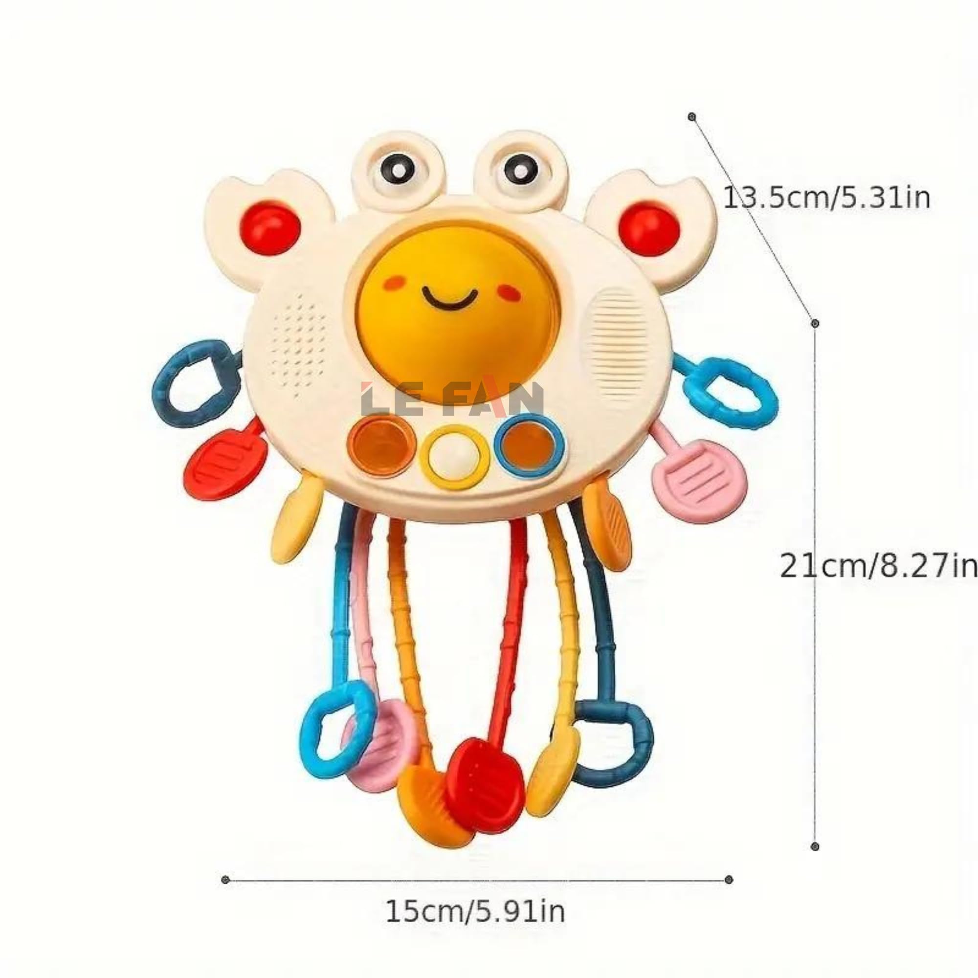 Lefan Crab Pull String Teether Toy for Babies 6+ Months - Food Grade Silicone Sensory Montessori Toy for Teething, Fine Motor Skills Development - Perfect Travel Toy for Toddlers & Infants (Great for Car Rides, Daycare, and On-the-Go Playtime)