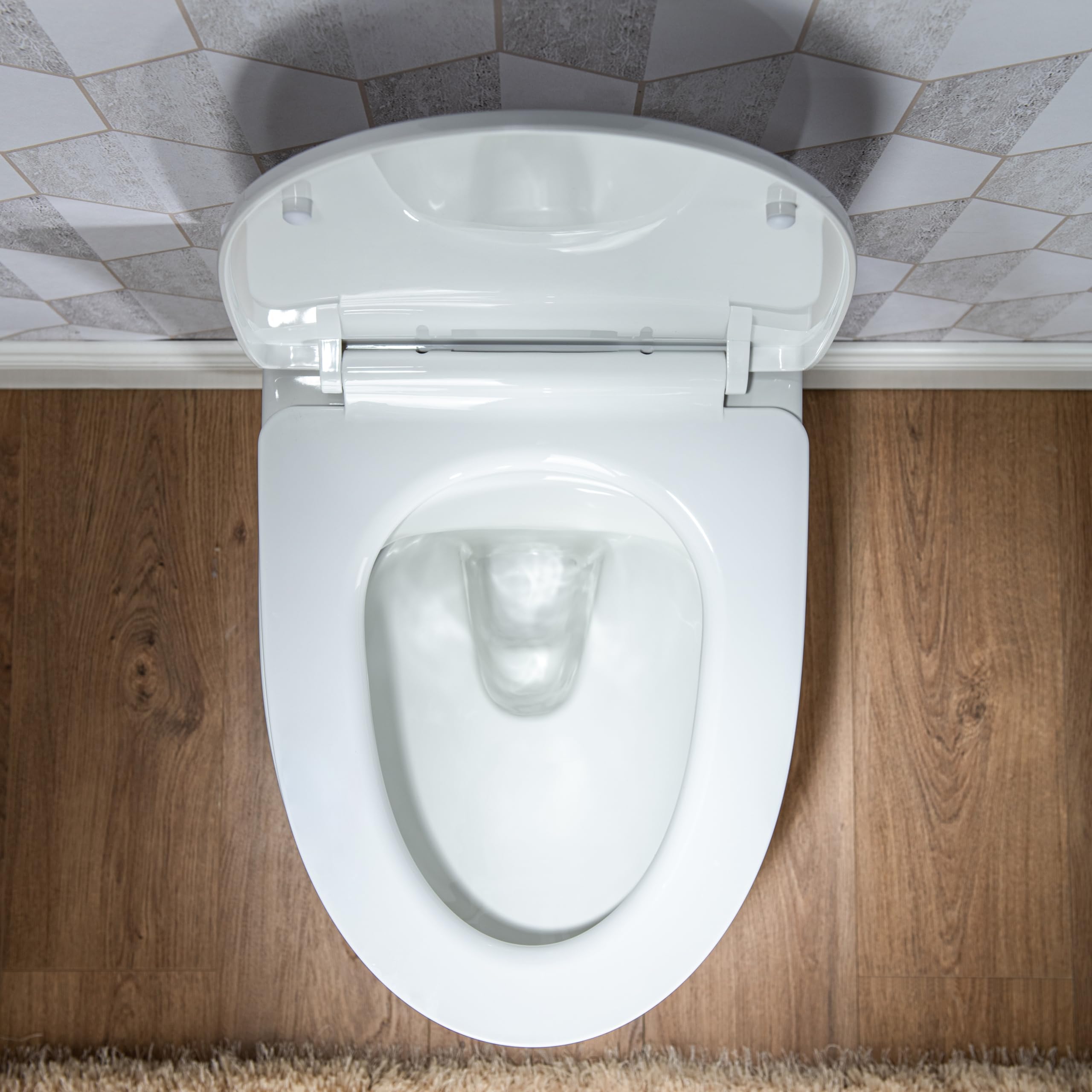Casta Diva Wall Mounted Toilet - Elongated Tankless Modern Design with Soft Close Seat, 1.1/1.6 GPF Dual Flush Water Saving, White - Perfect for Small Bathrooms, Powder Rooms & Contemporary Homes