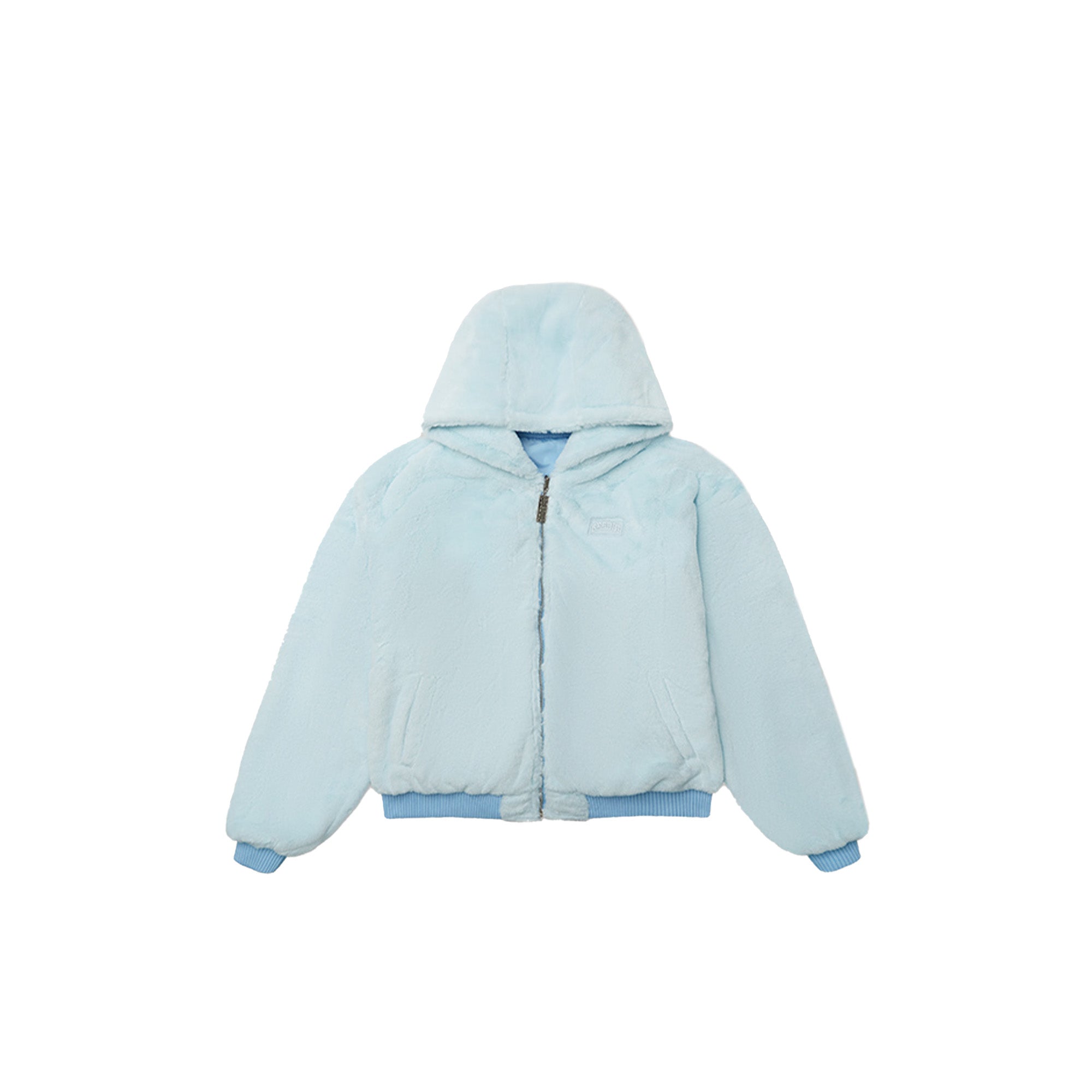 Geedup Handstyle Team Logo Light Blue Fur Jacket for Men & Women - Winter Fashion Outerwear for Streetwear & Urban Style (2024)