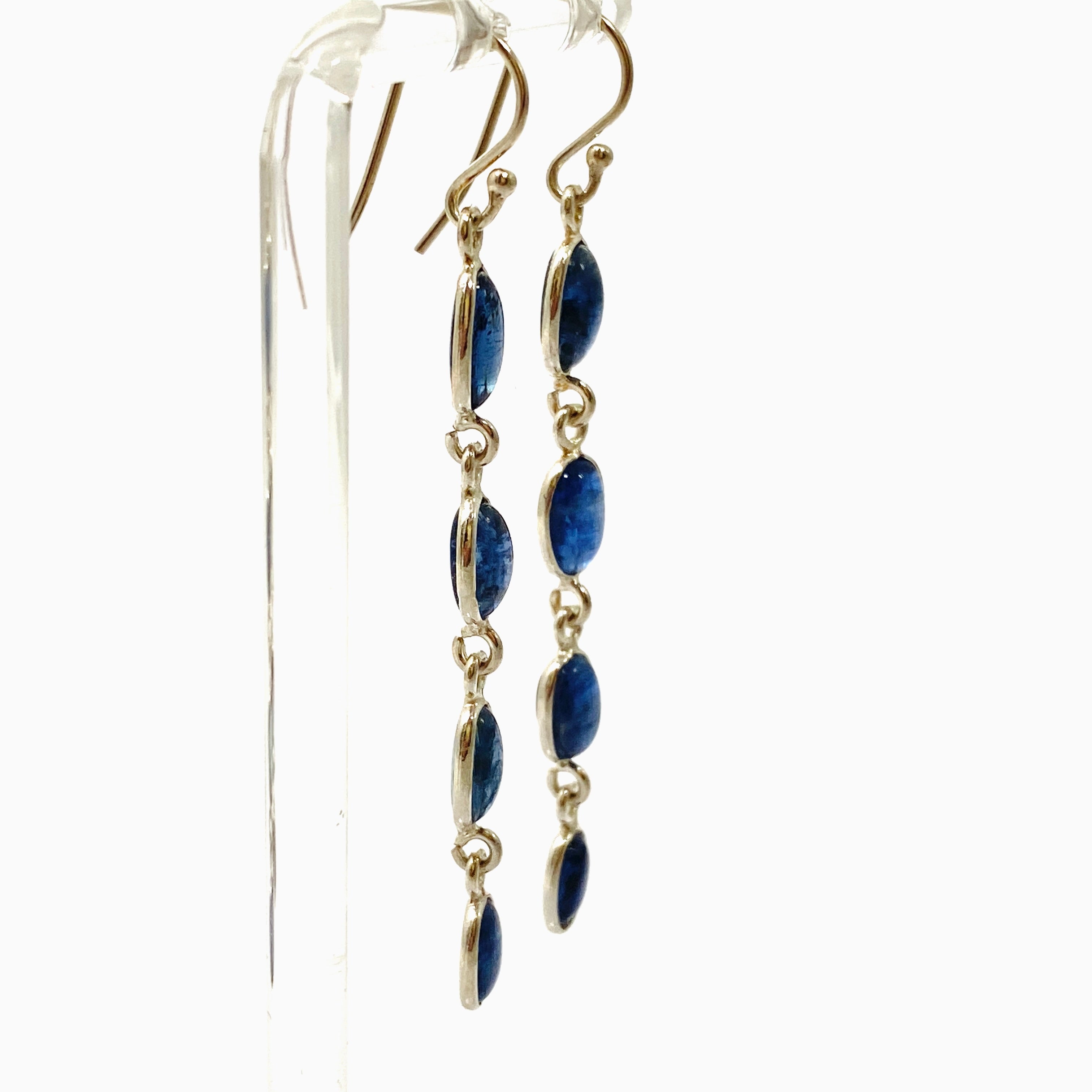 Blue Kyanite Oval Cabochon Earrings - Natural Multi Stone Jewelry for Women - Perfect for Boho Style & Everyday Wear (KEGJ1527)