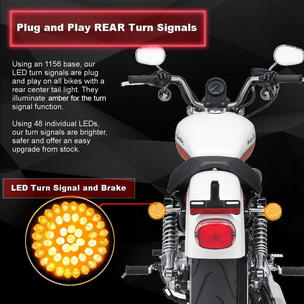 Eagle Lights 2 Inch LED Turn Signal Kit - 1157 Front & 1156 Amber Rear Bulbs with Clear Lenses - Perfect for Motorcycles, Cars, Trucks and Off-Road Vehicles
