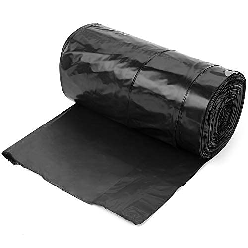 Aluf Plastics 33 Gallon 1 MIL Black Drawstring Tall Kitchen Trash Bags - 34