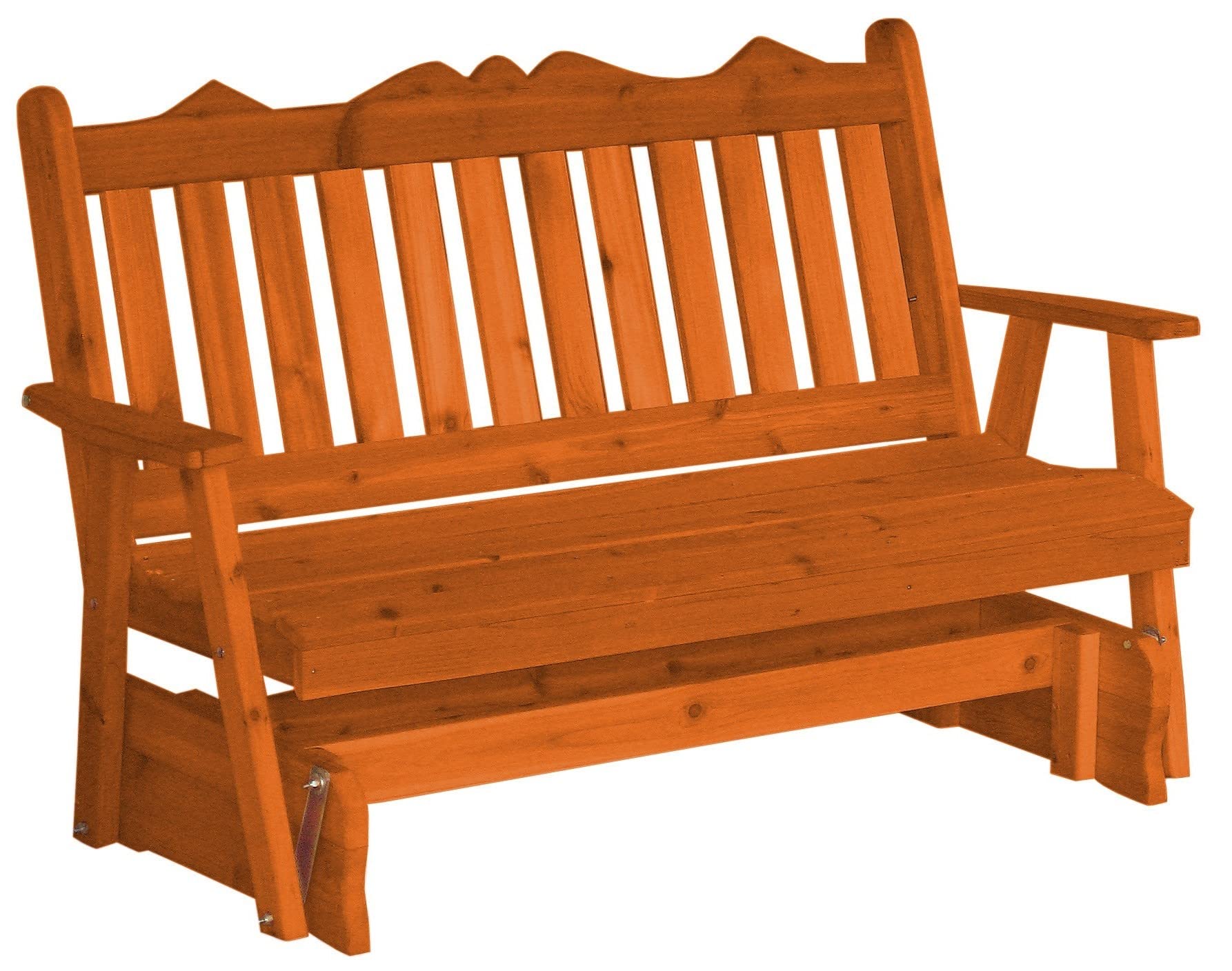 Royal English Glider Rocking Chair 6ft Pine Wood with Redwood Stain - Furniture Barn USA - Perfect for Nursery, Porch & Relaxation