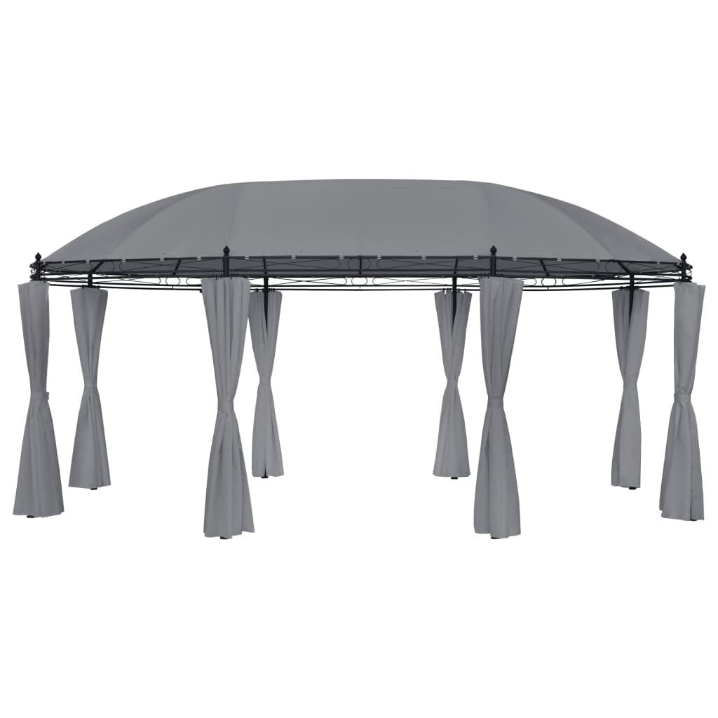 vidaXL Anthracite Outdoor Gazebo with Curtains - Powder-Coated Steel Frame & UV-Resistant Fabric - Easy Assembly (204.7