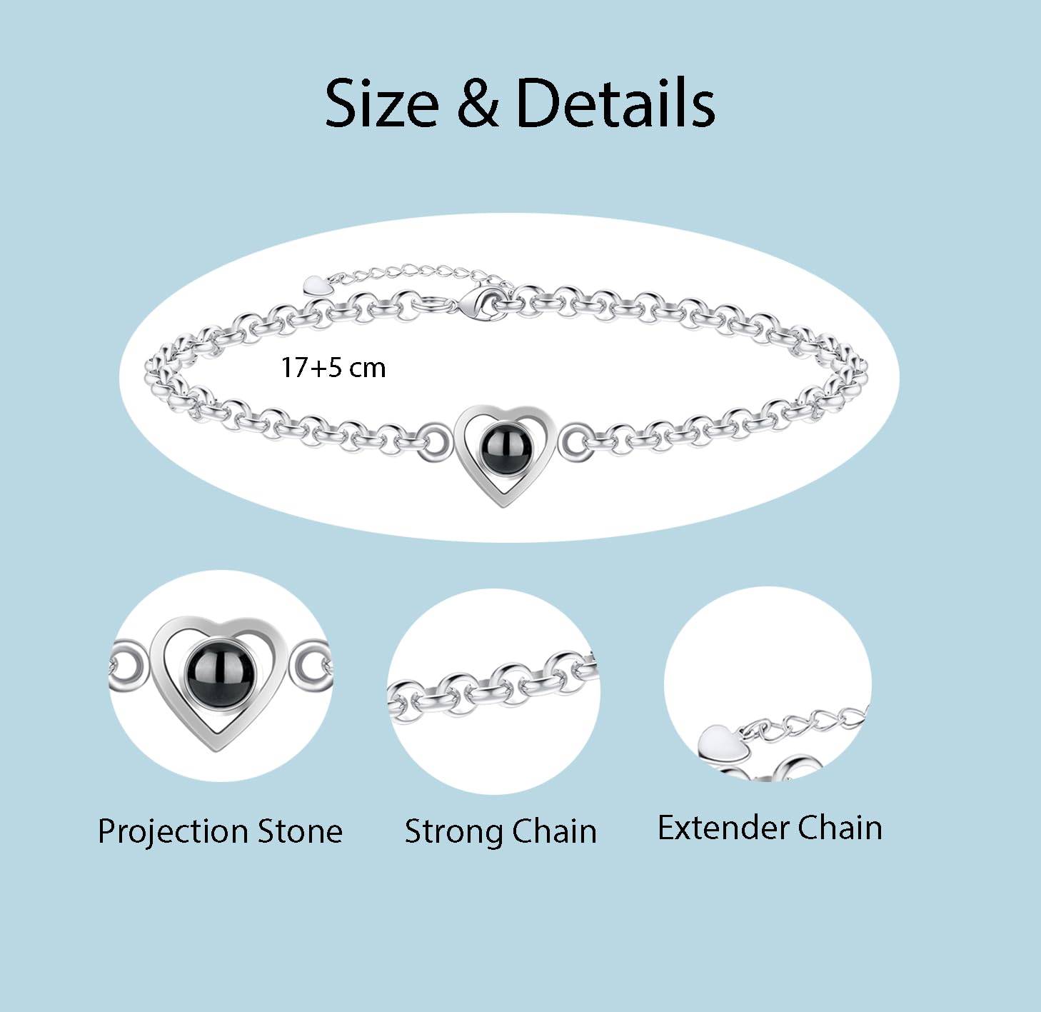 Personalized Photo Projection Bracelet - Custom Engraved I Love You Bracelet with Picture Inside - 100 Languages Memorial Gift for Women - Perfect for Anniversaries, Birthdays & Special Occasions