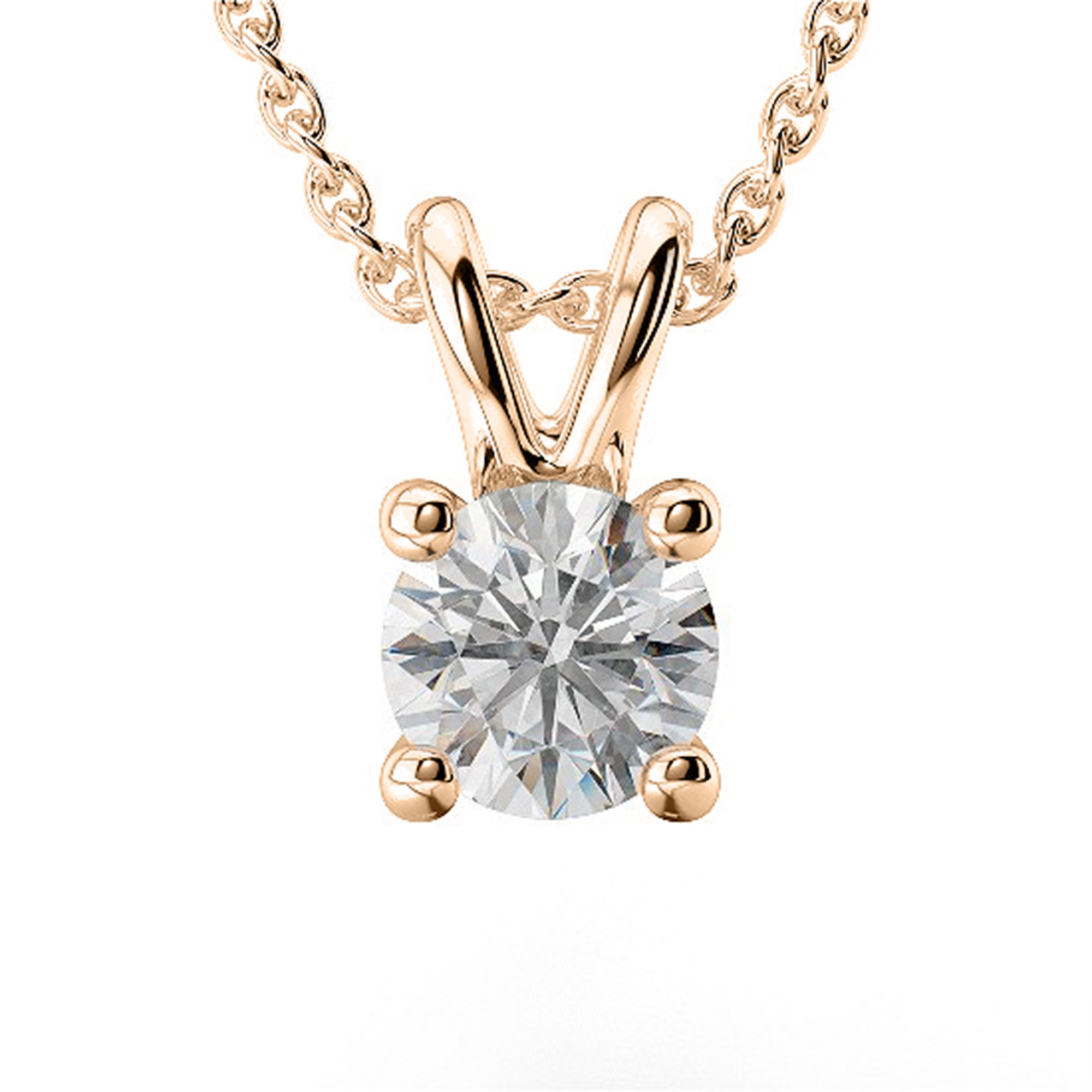 Exquisite 0.18 Carat Round Diamond Solitaire Pendant in 14K Rose Gold - Perfect for Anniversary Gifts & Special Occasions