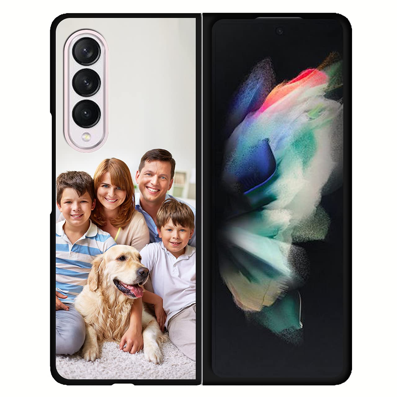 Custom Galaxy Z Fold 3 Phone Case with Photo - Personalized Picture Shockproof Silicone Cover, Soft Candy Design Protective Case for Christmas Birthday Thanksgiving Gifts - Perfect for Travel, Work & Everyday Use (Black)