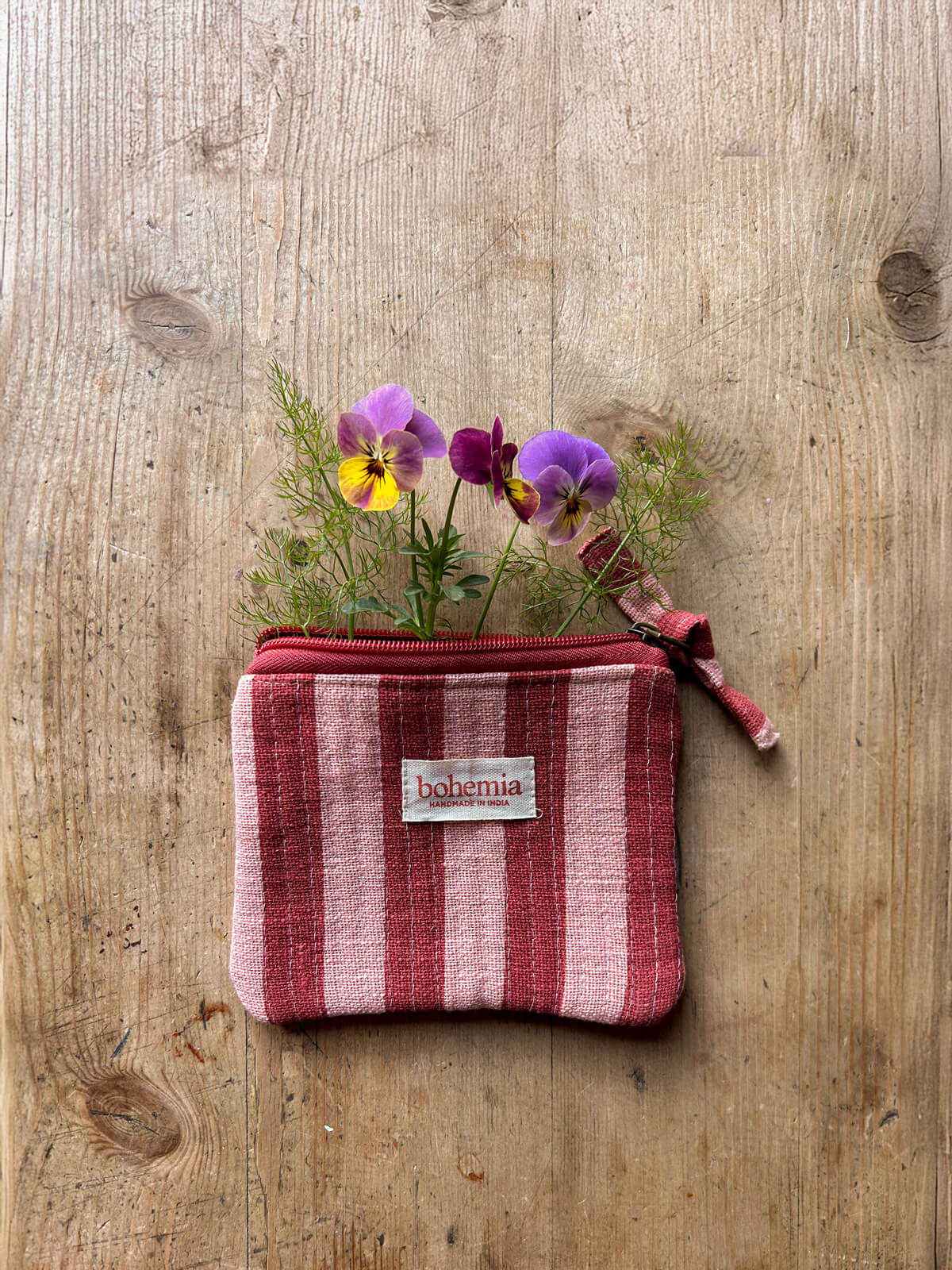 Jaipur Stripe Coin Purse - Handmade Indian Pomegranate Design Wallet for Women | Perfect for Travel, Shopping & Everyday Use