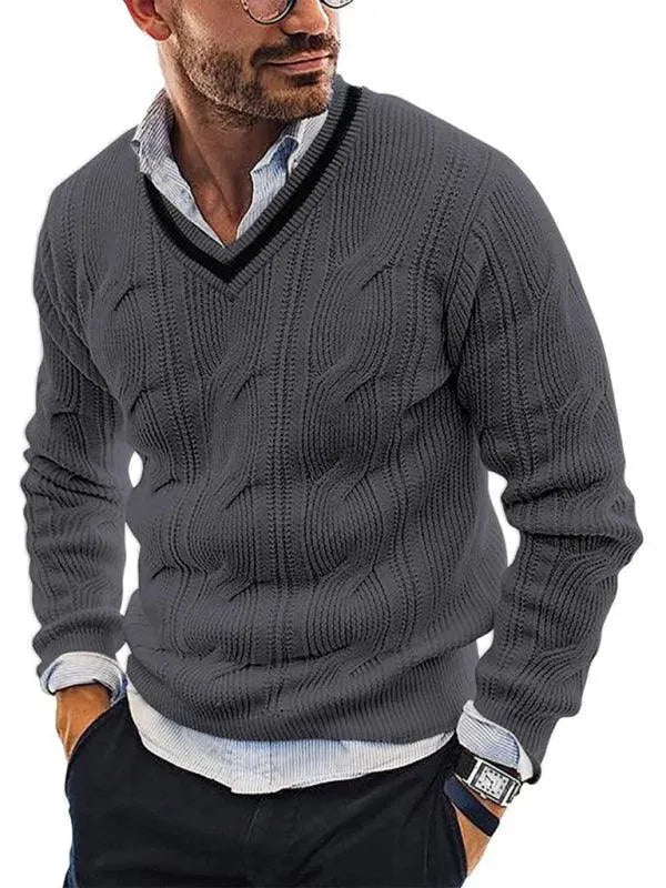 Men's Slim Fit V-Neck Pullover Sweater - Lightweight & Comfortable for Casual Wear, Office, and Layering