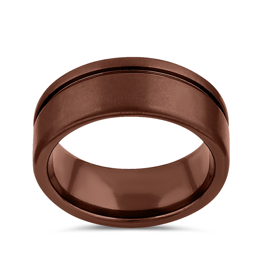 Stainless Steel Bronze Plated Wedding Band Ring for Men & Women - Elegant & Durable Wedding Jewelry for Couples, Anniversaries & Special Occasions