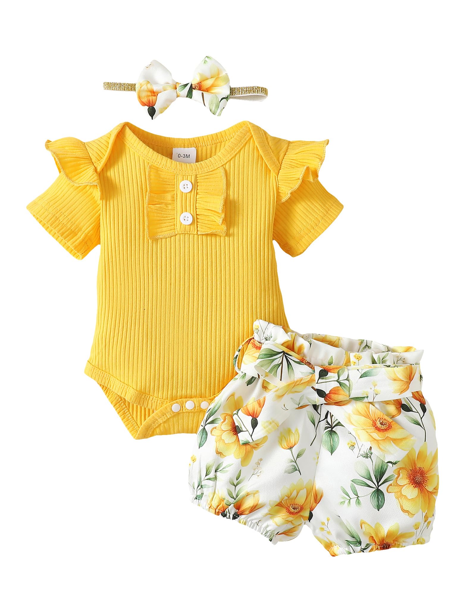 Mioglrie Newborn Baby Girl Clothes - Cute Cotton Romper & Shorts Set for Infant Summer Outfits | Perfect for Playtime, Photo Shoots & Outdoor Activities