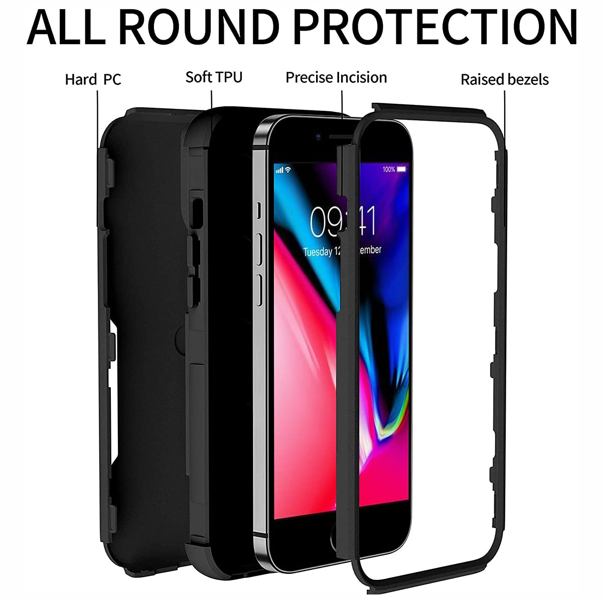 Custom iPhone SE 2020 Phone Case - Shockproof, Scratch-Resistant, 3-Layer Protective Cover with Multi-Photo Personalization | Perfect Gift for Birthday, Anniversary & Daily Protection (Black)