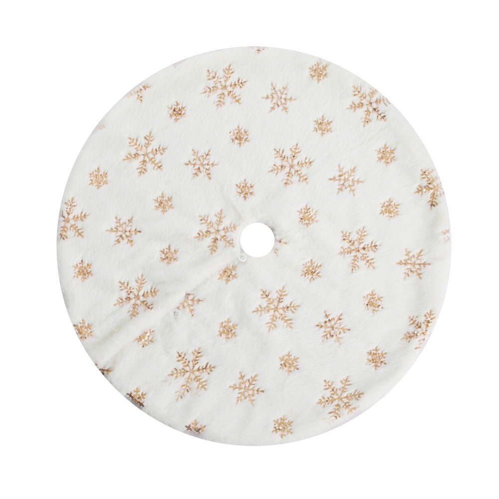 90cm Christmas Tree Skirt with Snowflake Ornaments - Holiday Xmas Decorations for Home, Party & Festive Celebrations