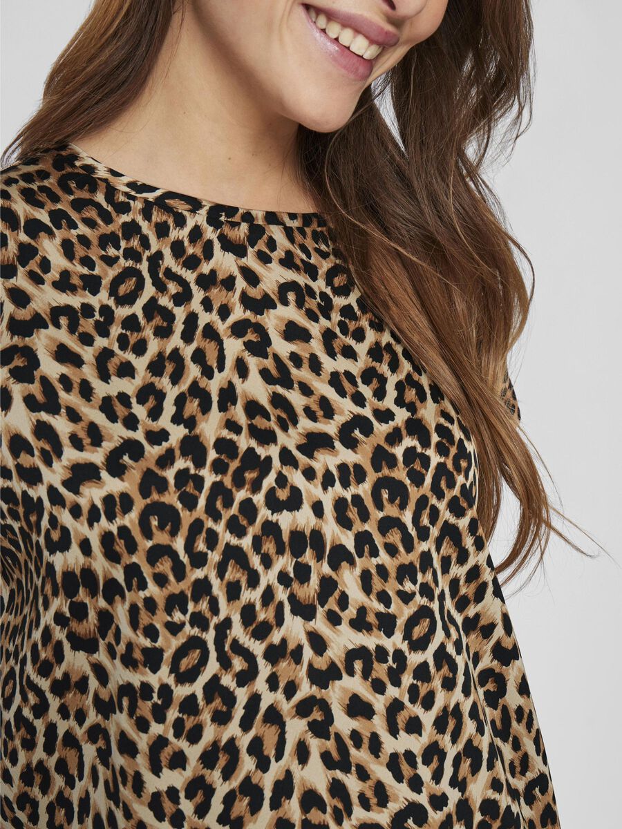 Elle Satin Blouse - Caramel Cafe & Leopard Print Women's Fashion Top for Work, Party & Date Night Outfits