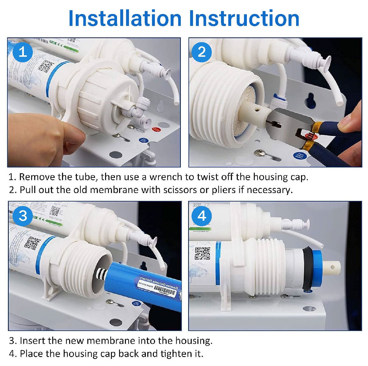 Membrane Solutions RO 50/75/100/150 GPD Reverse Osmosis Water Filter Replacement Cartridge for Under Sink Purification System - Perfect for Home, Office & RV Water Filtration Needs
