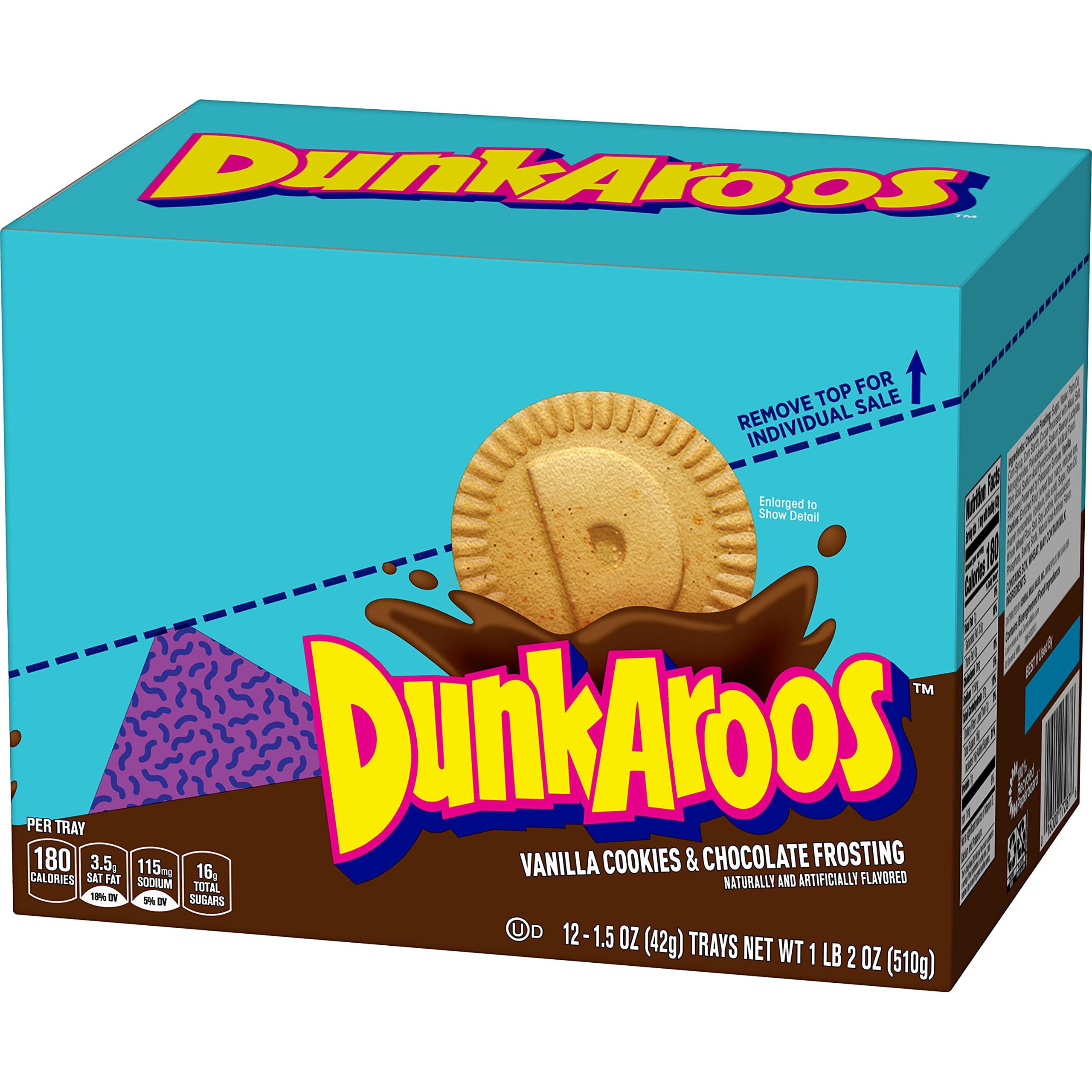 Betty Crocker Dunkaroos Vanilla Cookies with Chocolate Frosting - 12 Count (Pack of 3) | Fun Snack for Kids Lunch Box, Birthday Parties & After School Treats