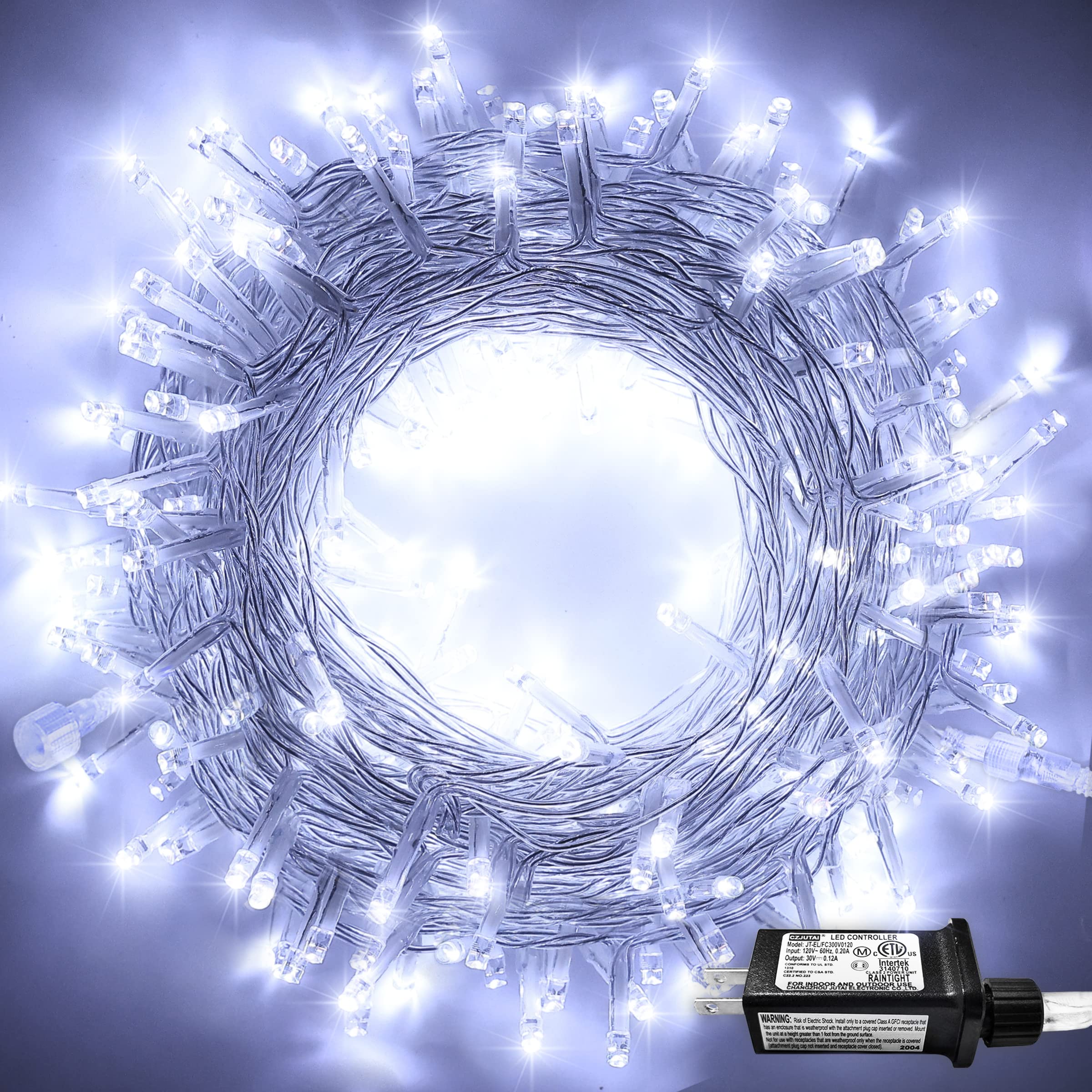 JMEXSUSS 250 LED White Christmas Lights - 91.5ft Connectable String Lights with 8 Modes, Clear Wire for Indoor & Outdoor Use - Perfect for Bedroom, Wedding, Garden, Party, and Holiday Decorations