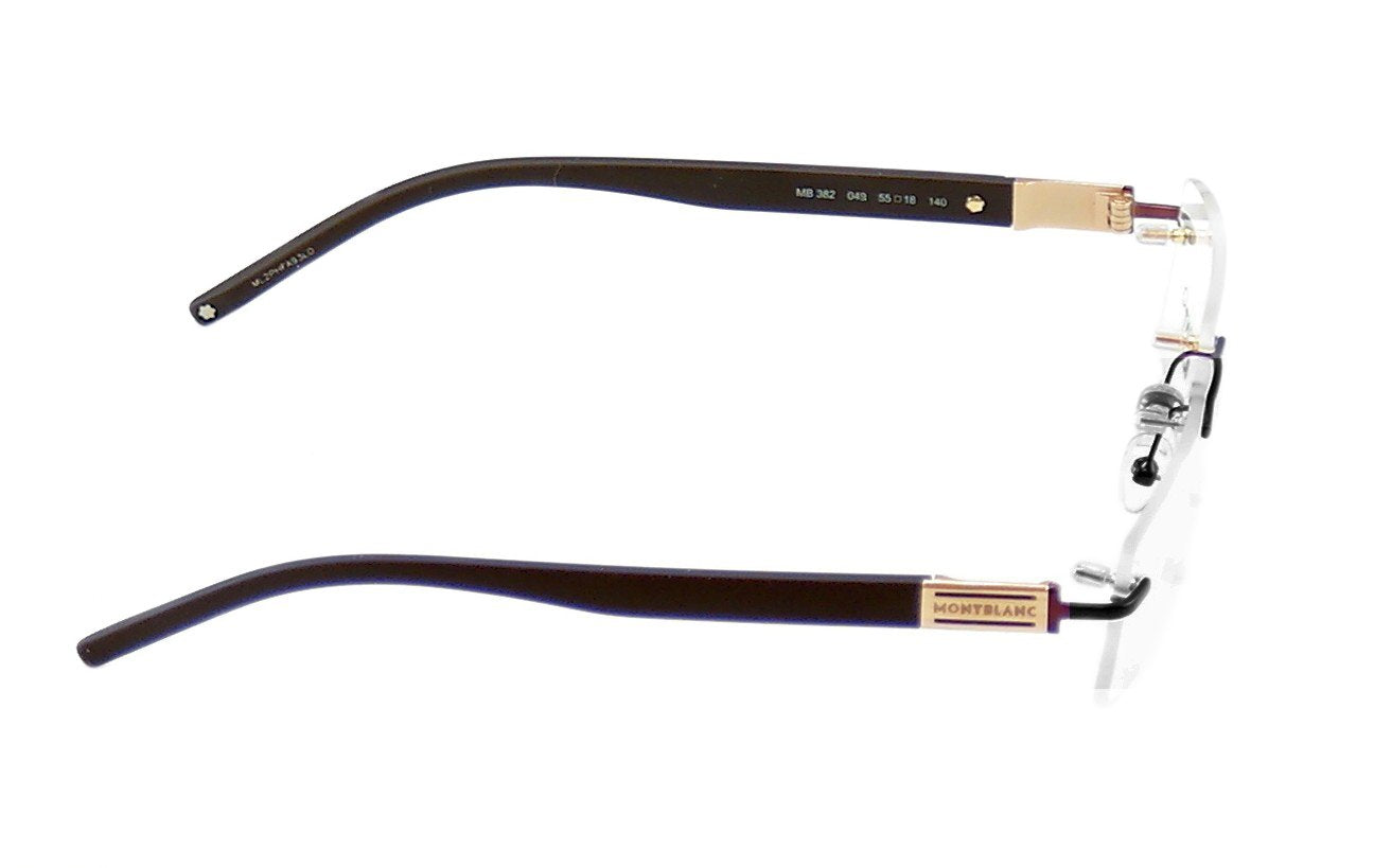 Mont Blanc MB382 049 Eyeglasses Frame - Matte Brown Plastic & Metal Italian Design (55-18-140) | Premium Reading Glasses for Work & Fashion Accessories