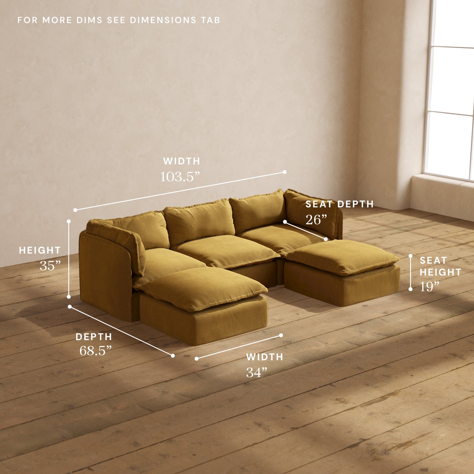 Modular Performance 3-Seater U-Shaped Sectional Sofa in Toffee Brown | Premium Comfort Blend | Perfect for Living Room, Family Room & Home Theater