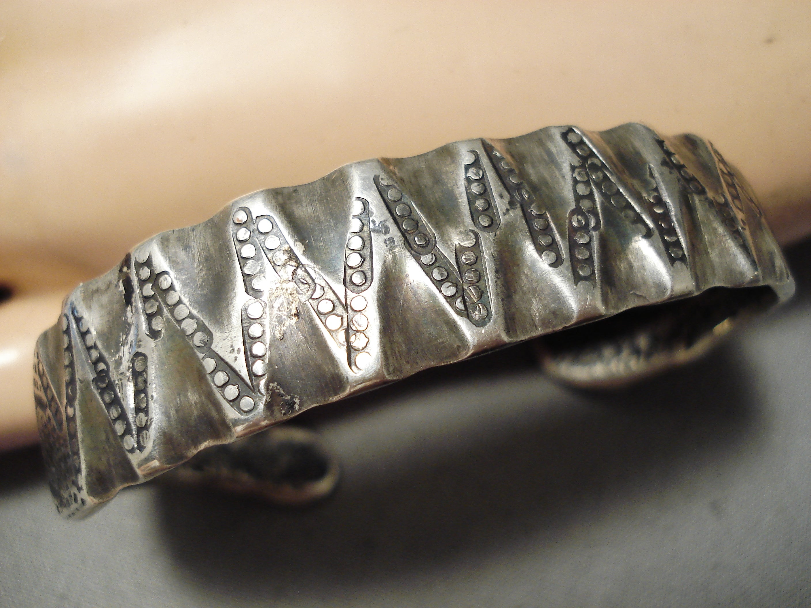 Vintage Navajo Sterling Silver Snake Bracelet - Handmade Native American Jewelry - 1890s to 1910s Antique Statement Piece for Boho Fashion & Western Style Accessories