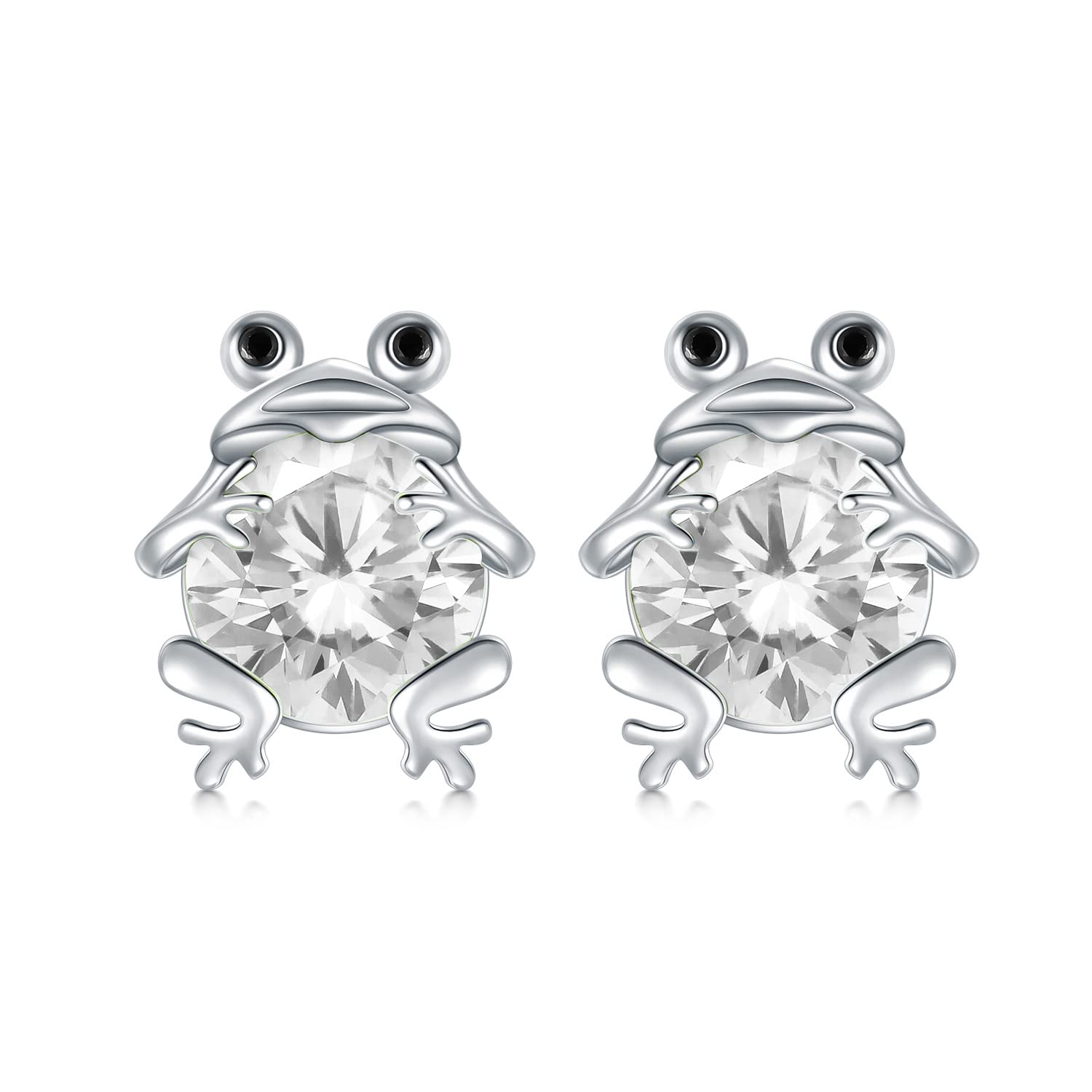 POPKIMI Sterling Silver Frog Earrings with September Birthstone - S925 Hypoallergenic Stud Earrings for Teen Girls, Daughter, Granddaughter - Perfect Birthday Gift, Fashion Jewelry for Daily Wear & Special Occasions