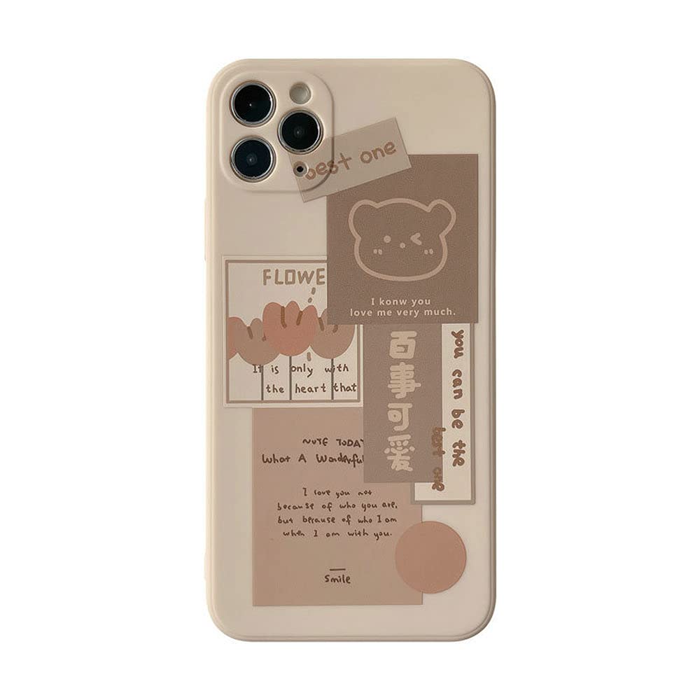 Cute Kawaii Bear Cartoon Soft Silicone Protective Phone Case for iPhone 12 Pro Max - Aesthetic Design for Girls & Women, Perfect for Everyday Use, School, Work & Travel