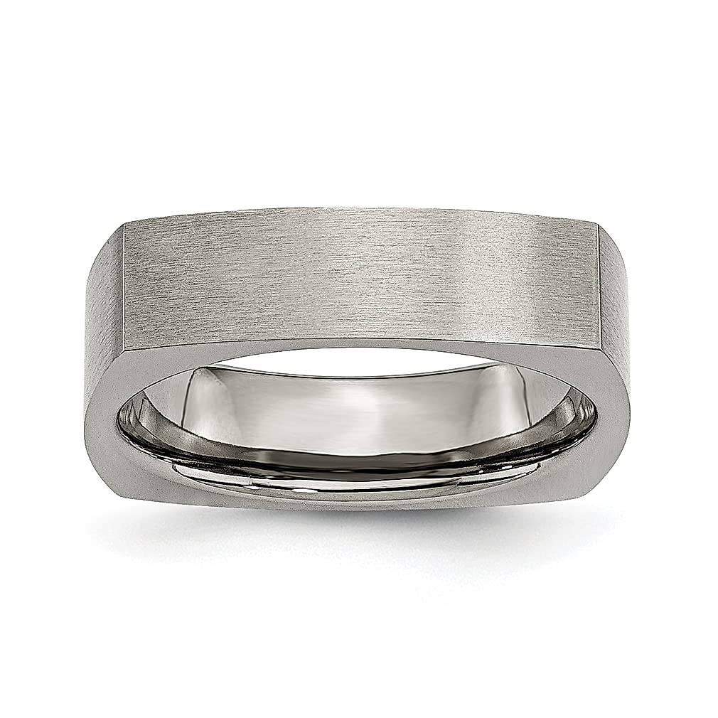 ICE CARATS Titanium 6mm Square Wedding Ring Band for Women - Elegant Fashion Jewelry, Anniversary & Engagement Gift - Perfect for Bridal, Proposal & Special Occasions
