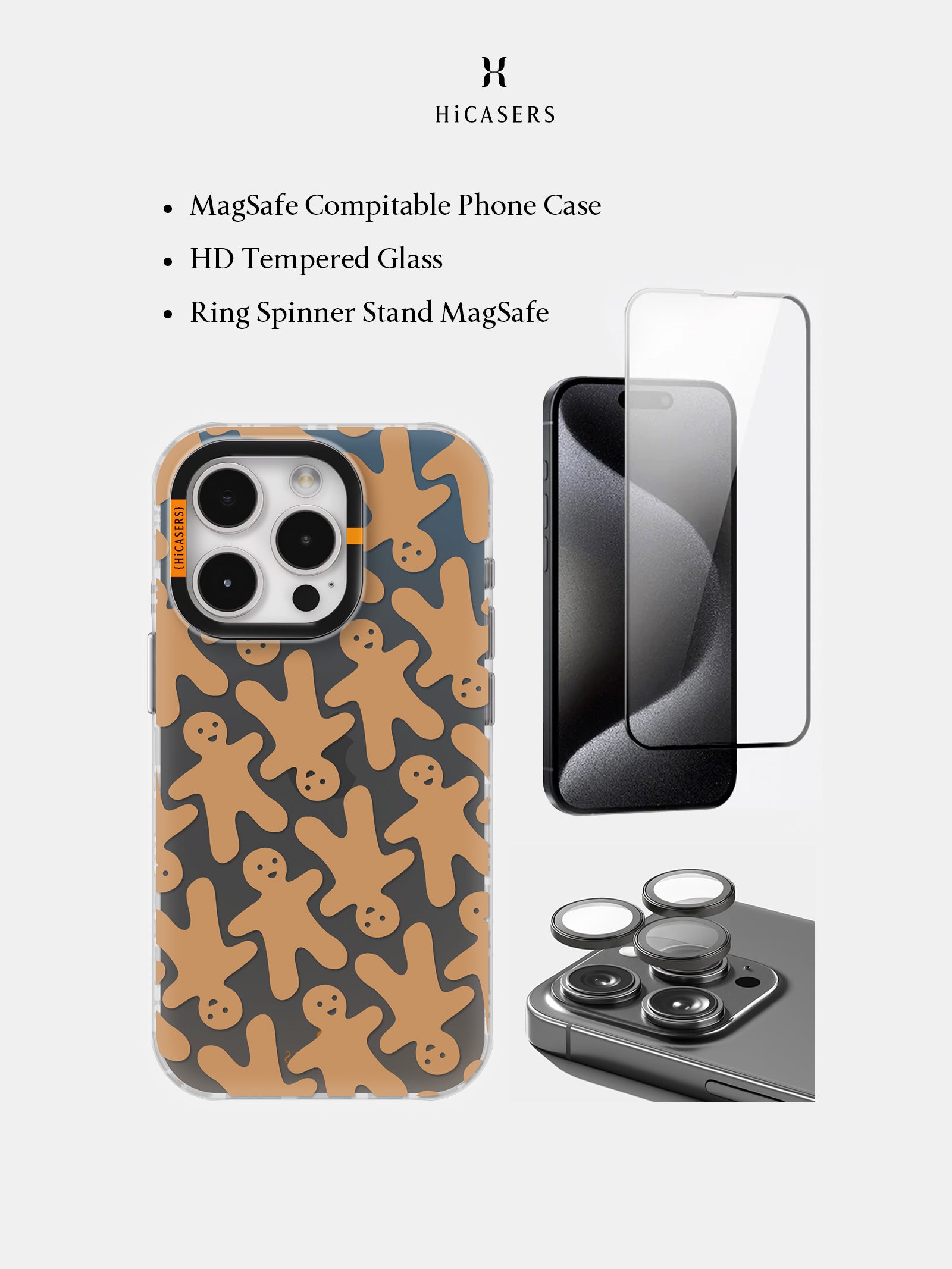 Ginger Buddy Bundle Set - MagSafe Compatible Phone Grip & Stand - Black - Perfect for iPhone 12/13/14 Pro Max, Galaxy S23 Ultra - Ideal for Workouts, Driving & Video Calls