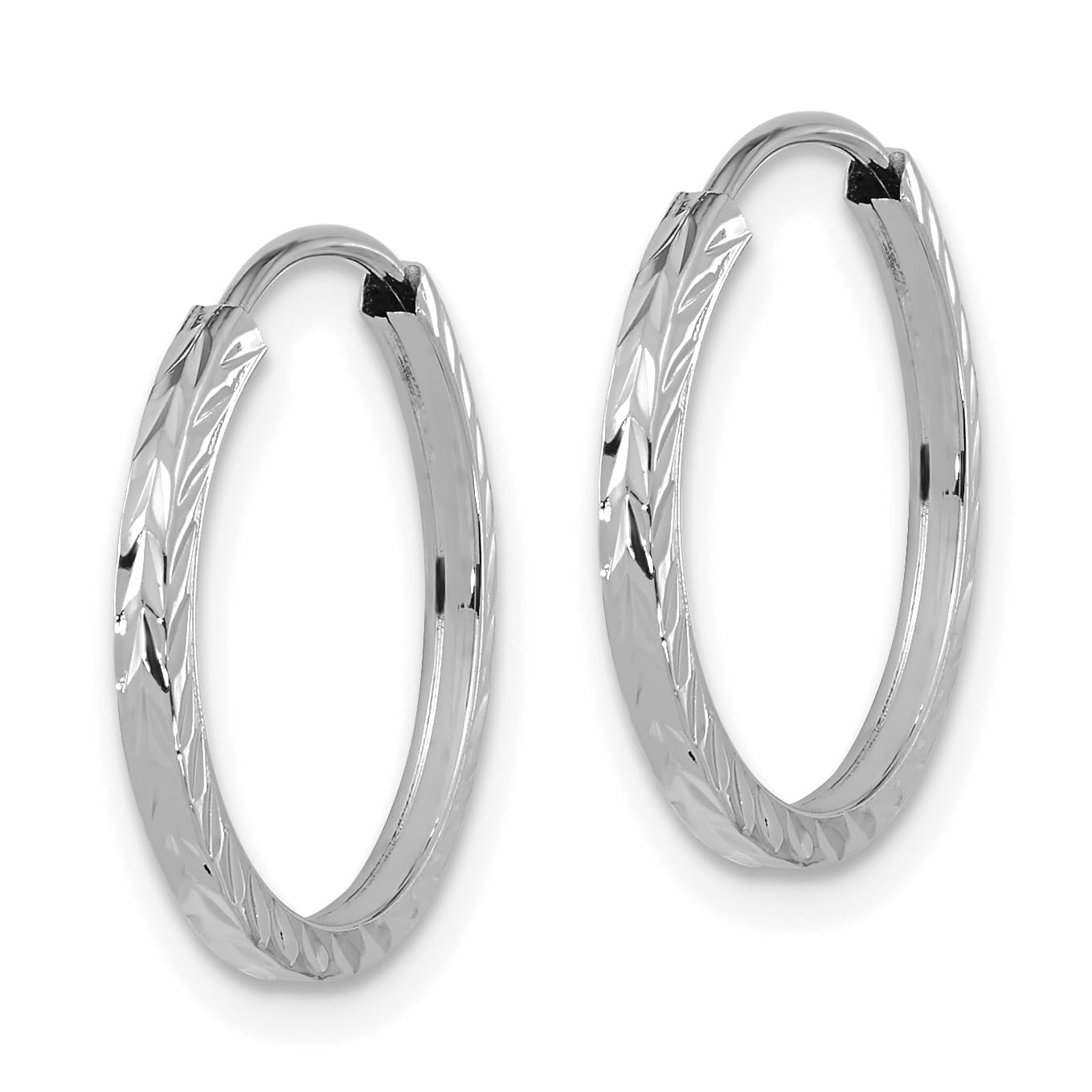 14K Solid White Gold Square Tube Endless Round Small Hoop Earrings for Women - Minimalist Dainty Everyday Jewelry for Work, Date Night & Gifts