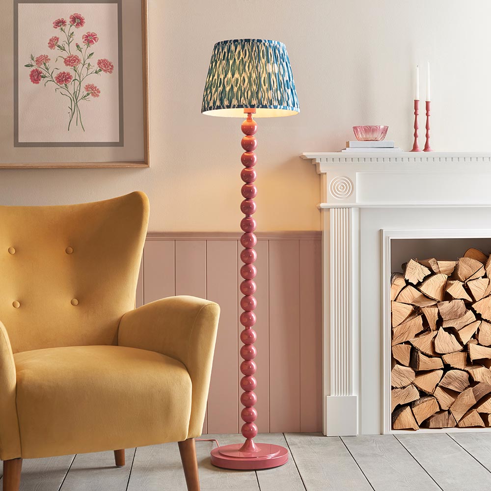 Auralis Ikat Floor Lamp with E27 Socket - Modern Handwoven Design for Living Room, Bedroom & Office Lighting