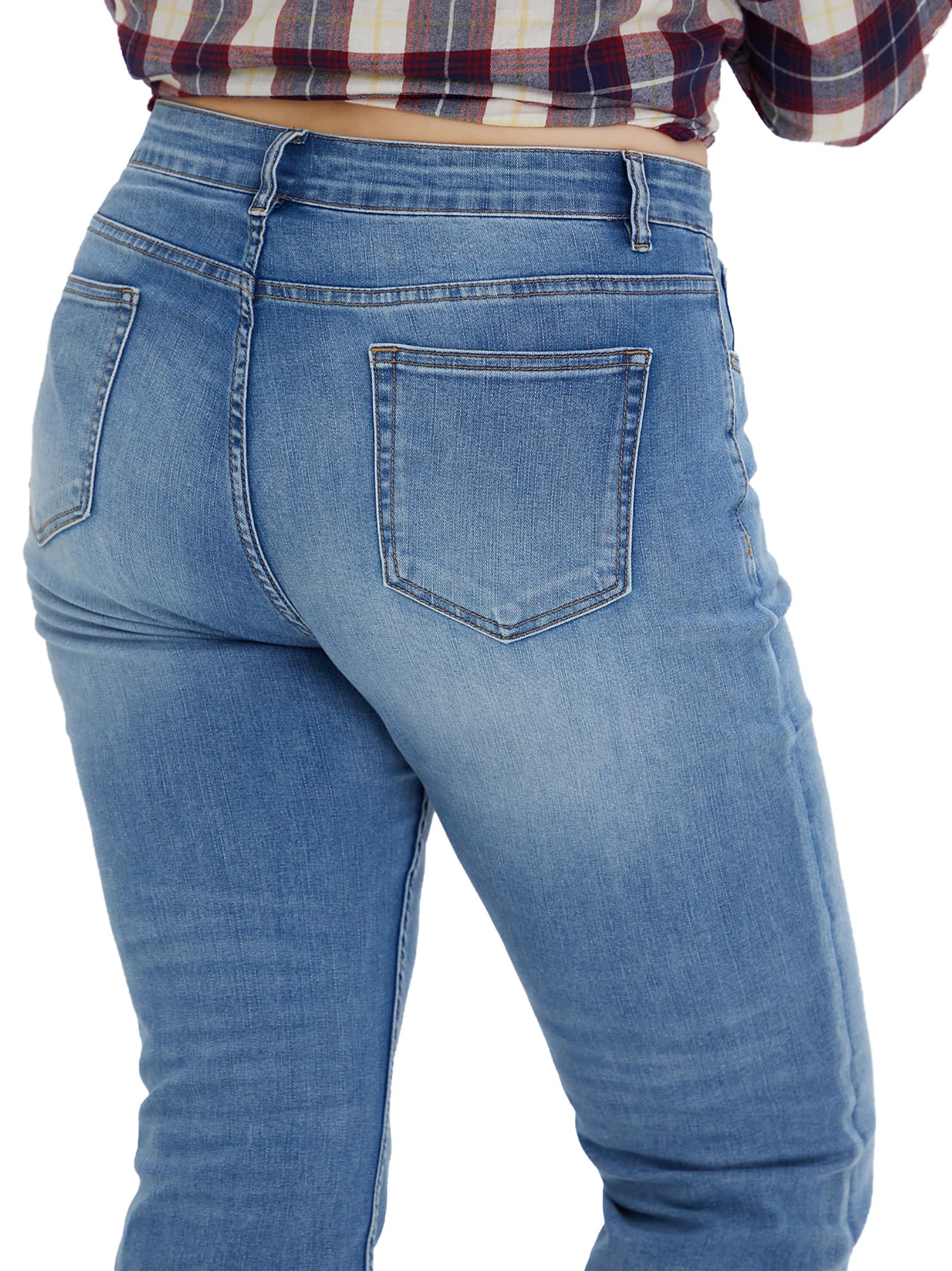 LEIJIJEANS Women's Plus Size Straight Leg Jeans - Blue Stretchy Slim Fit High Waist Denim Pants for Curvy Women | Perfect for Casual Wear, Office & Date Nights