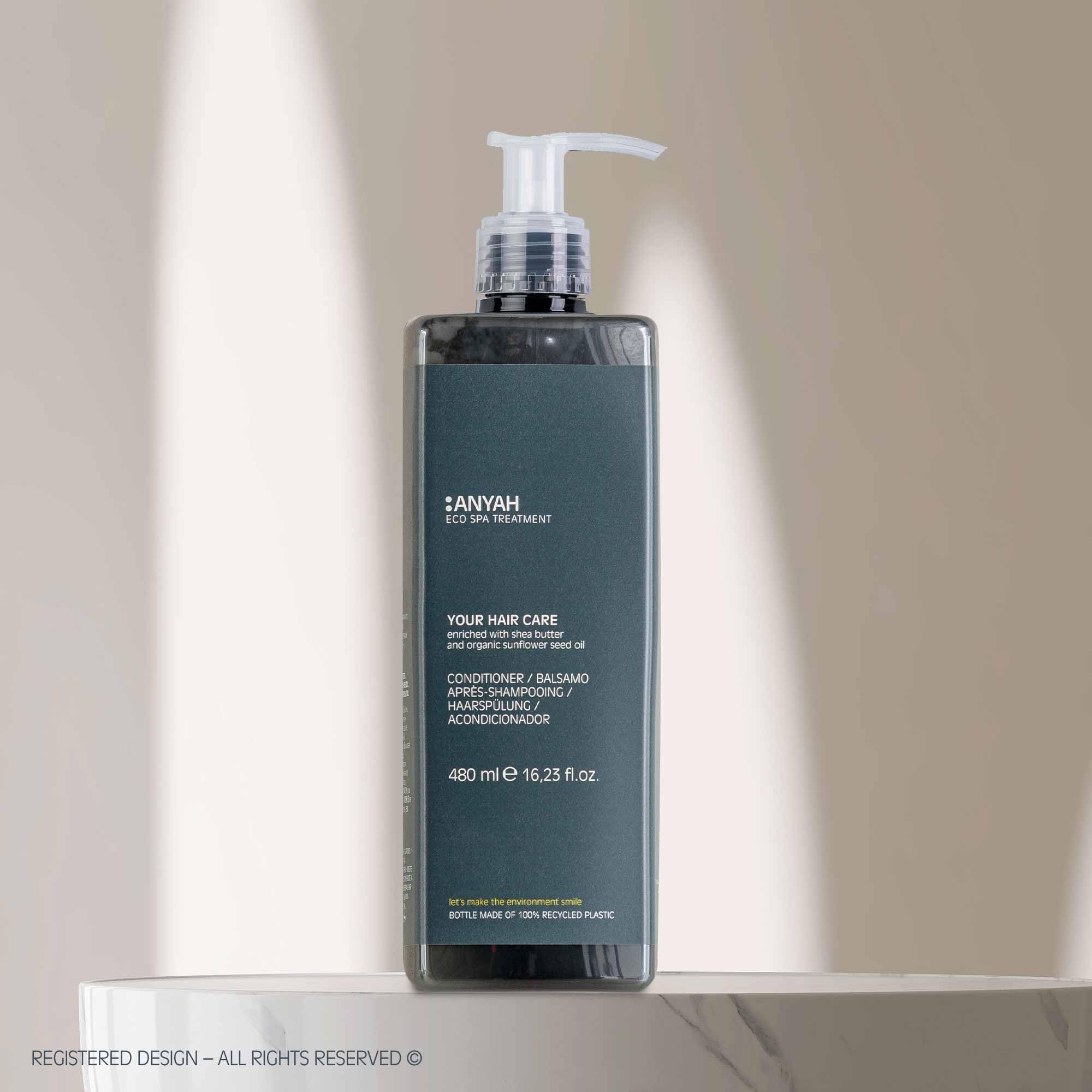 Anyah Conditioner (480ml/18 Pack) - EU Ecolabel Certified, Sealed Pump Hair Care for Soft & Shiny Hair - Perfect for Salons, Spas & Home Use