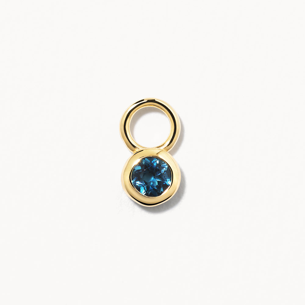 10k Gold Blue Topaz Circle Charm Pendant - Perfect for Necklaces, Bracelets & Gift Giving