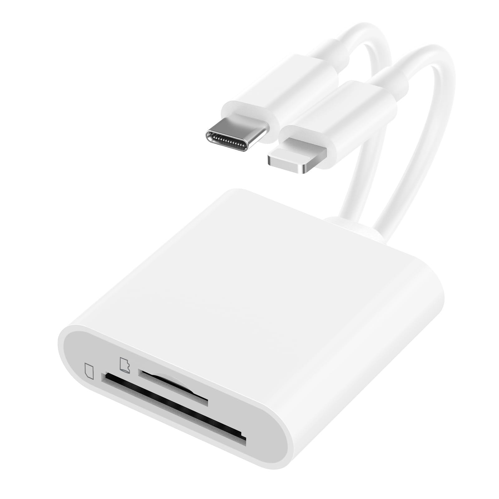 High-Speed SD Card Reader for iPhone iPad Camera - USB C & Micro USB External Memory Card Adapter - Compatible with iPhone 15/14/13/12/11 Pro Max - Perfect for Travel Photography & File Transfer