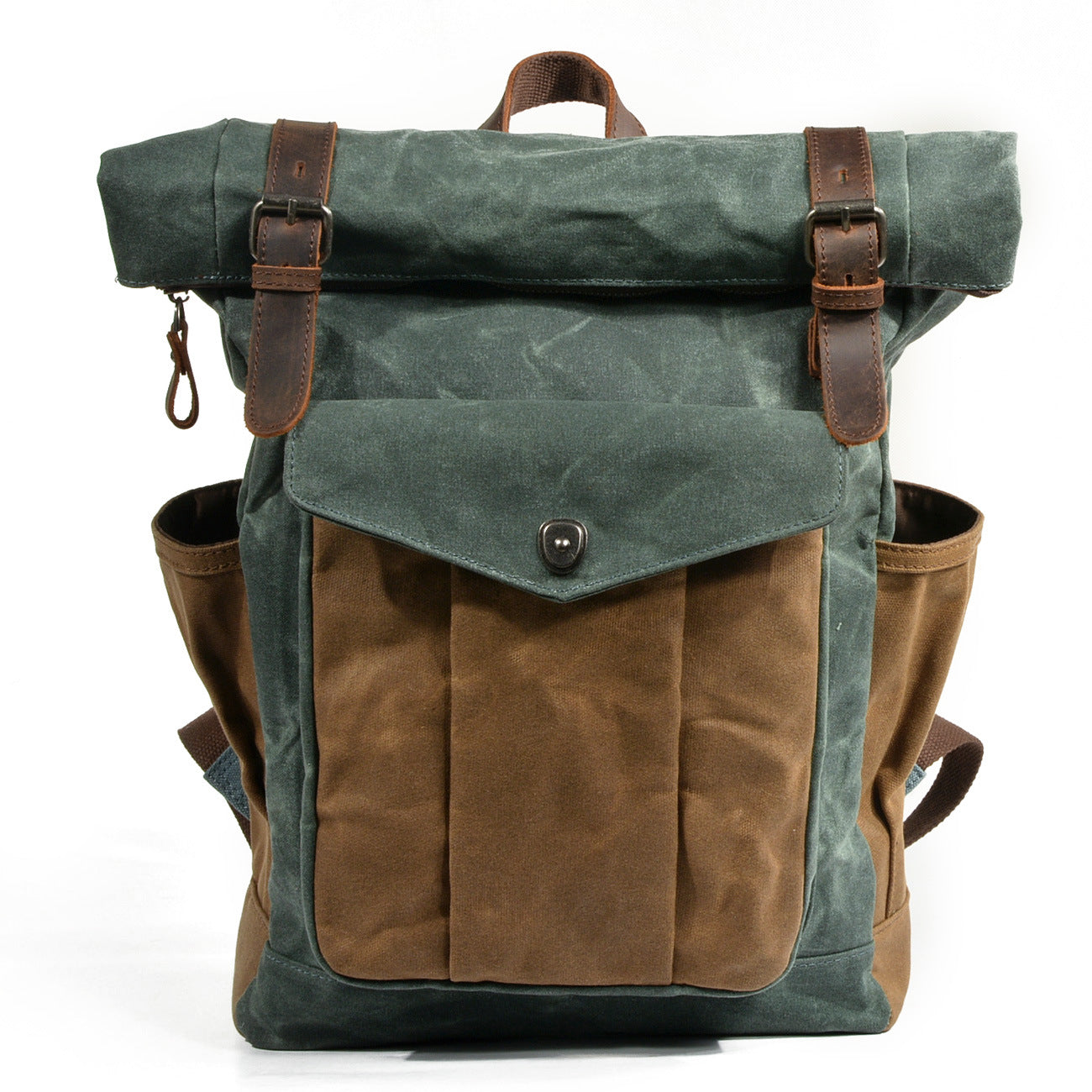 Durable Waxed Canvas & Genuine Leather Backpack for Men & Women - Waterproof Laptop Bag for Travel, Work, School & Outdoor Adventures